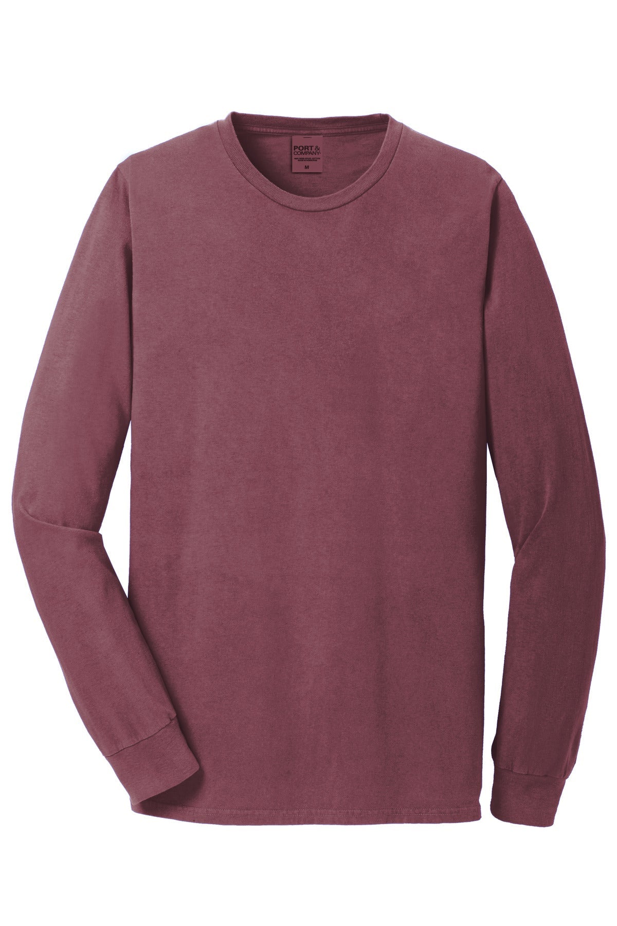 Front View of Wineberry Port & Co Beach Wash Garment-Dyed Long Sleeve Tee PC099LS