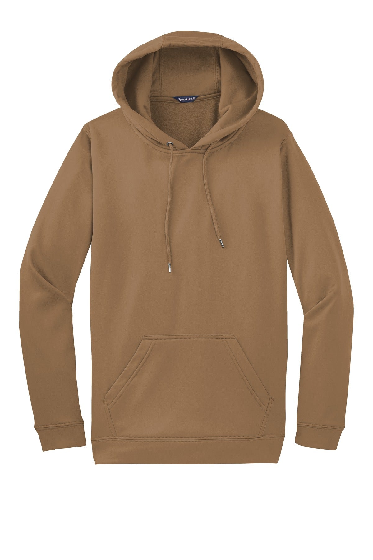 Front View of Woodland Brown Sport-Tek Sport-Wick Fleece Hooded Pullover. F244
