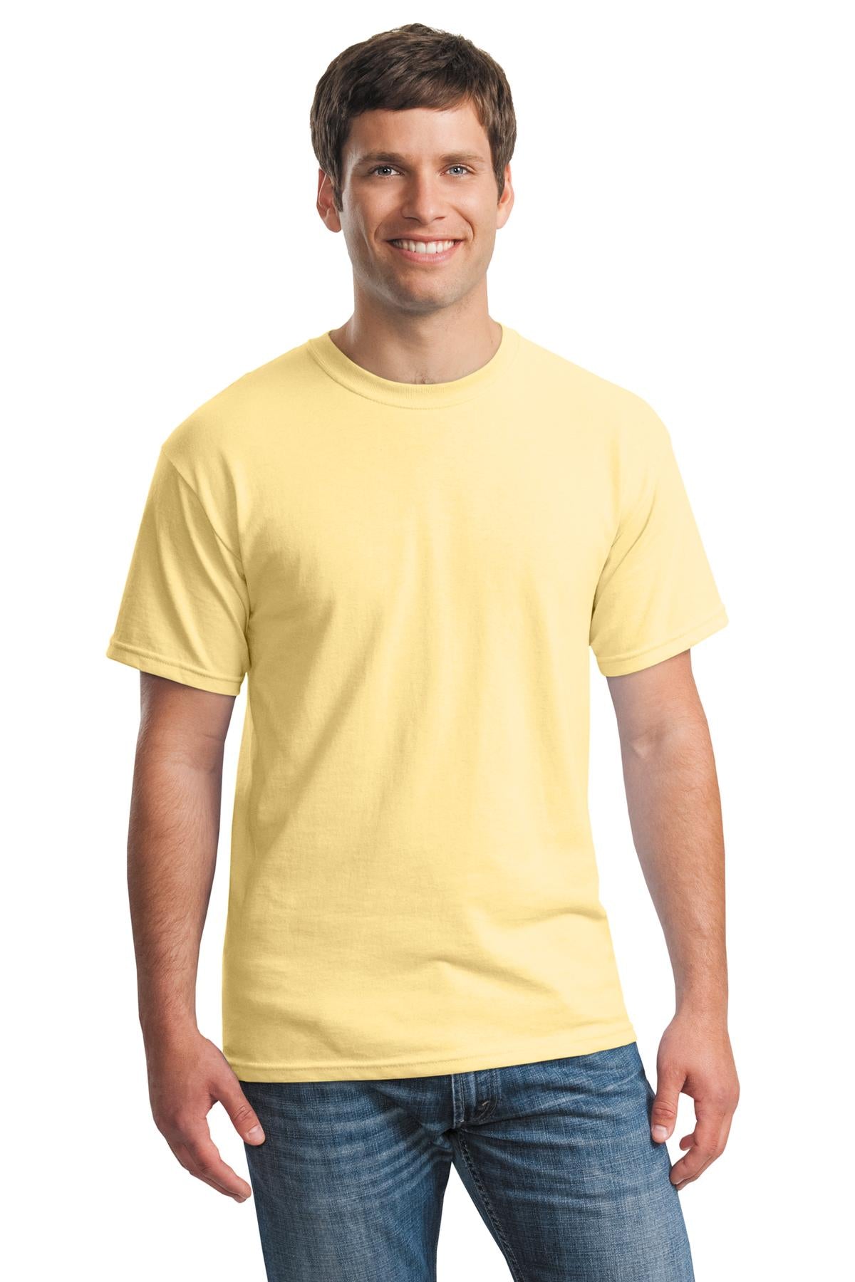 Front View of Yellow Haze Gildan - Heavy Cotton 100% Cotton T-Shirt. 5000