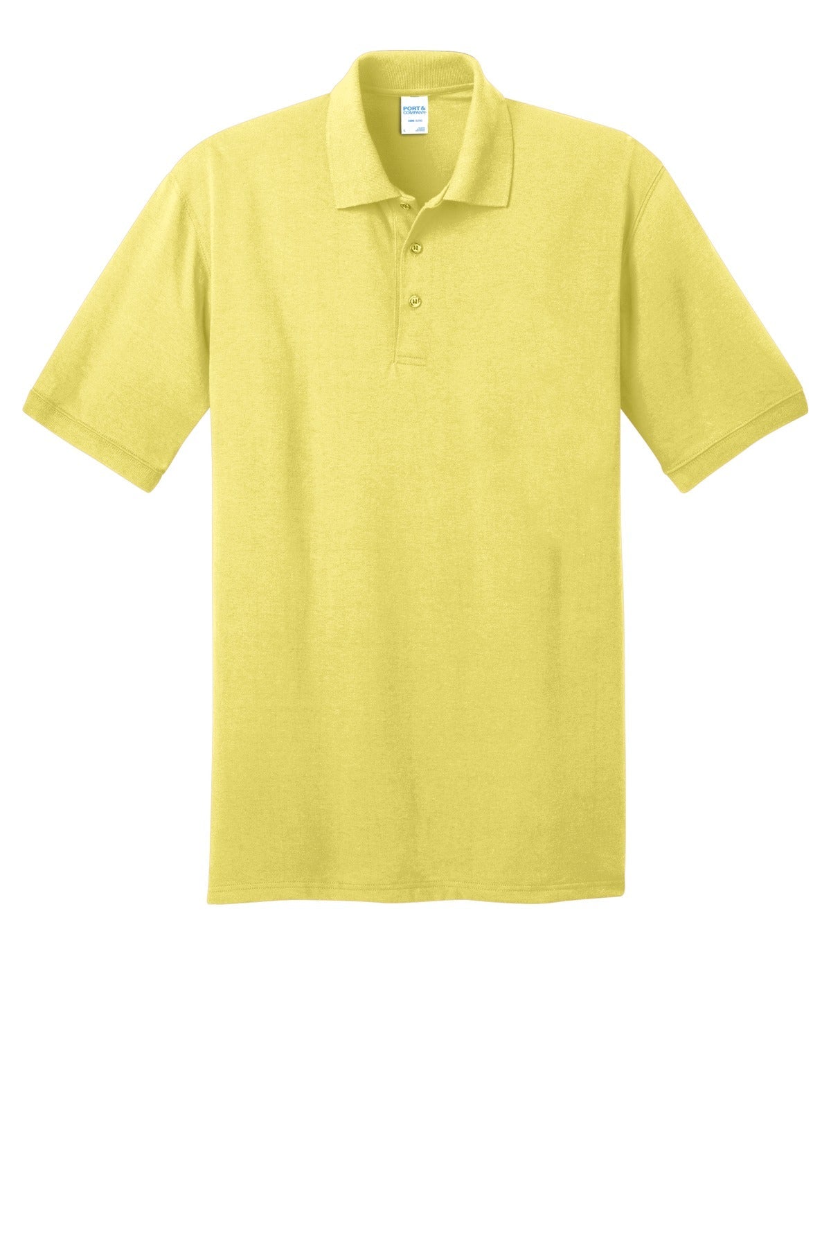 Front View of Yellow Port & Co Core Blend Jersey Knit Polo. KP55