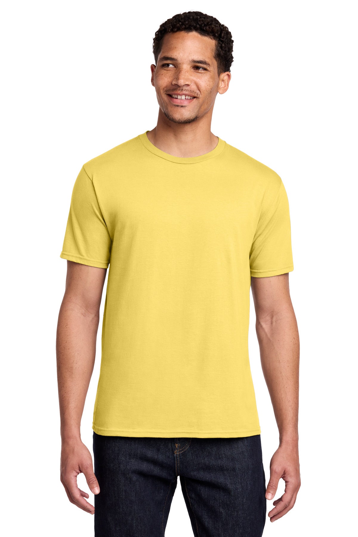 Front View of Yellow Port & Co Fan Favorite Tee. PC450