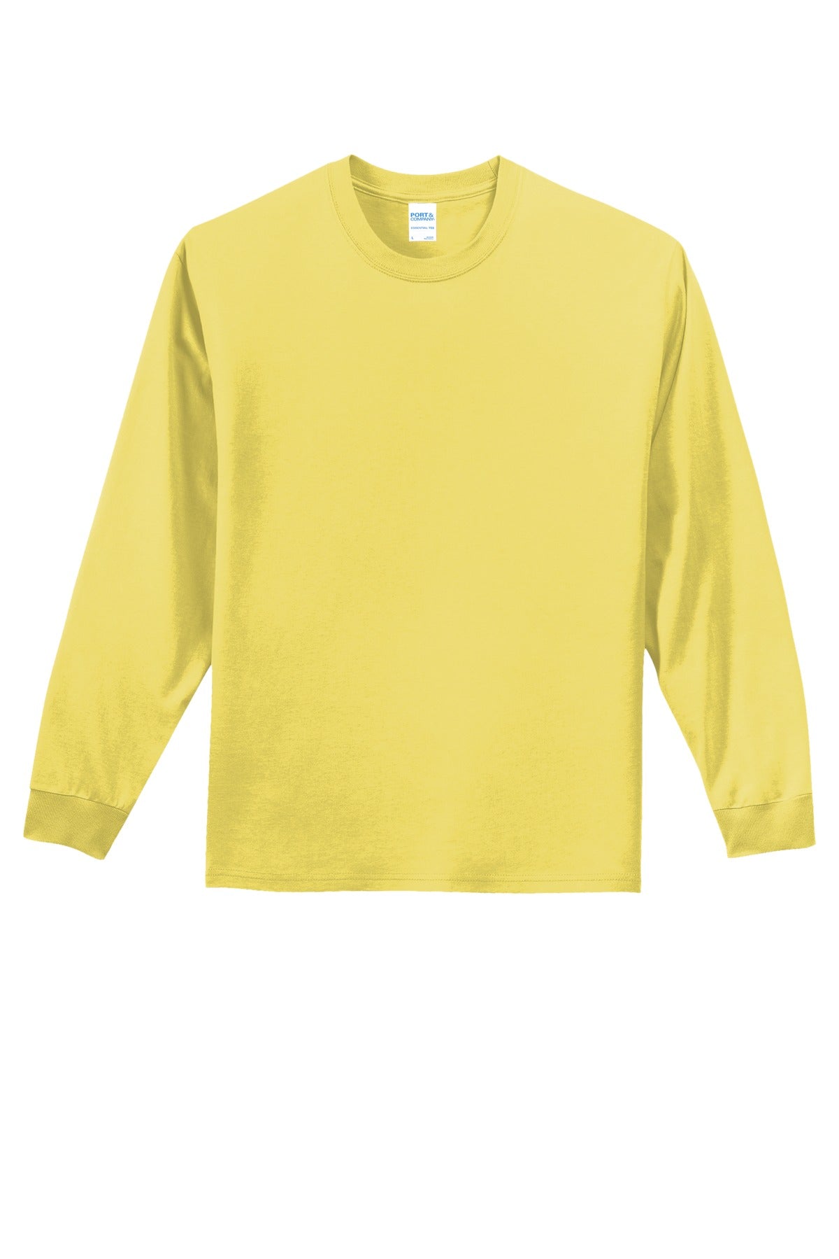 Front View of Yellow Port & Co Long Sleeve Essential Tee. PC61LS