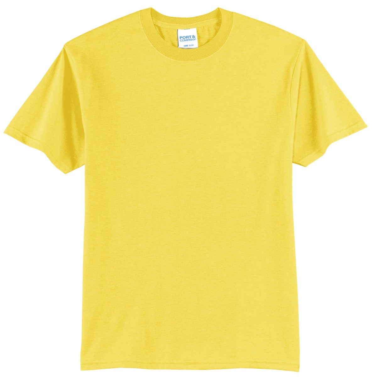 Front View of Yellow Port & Co Tall Core Blend Tee. PC55T