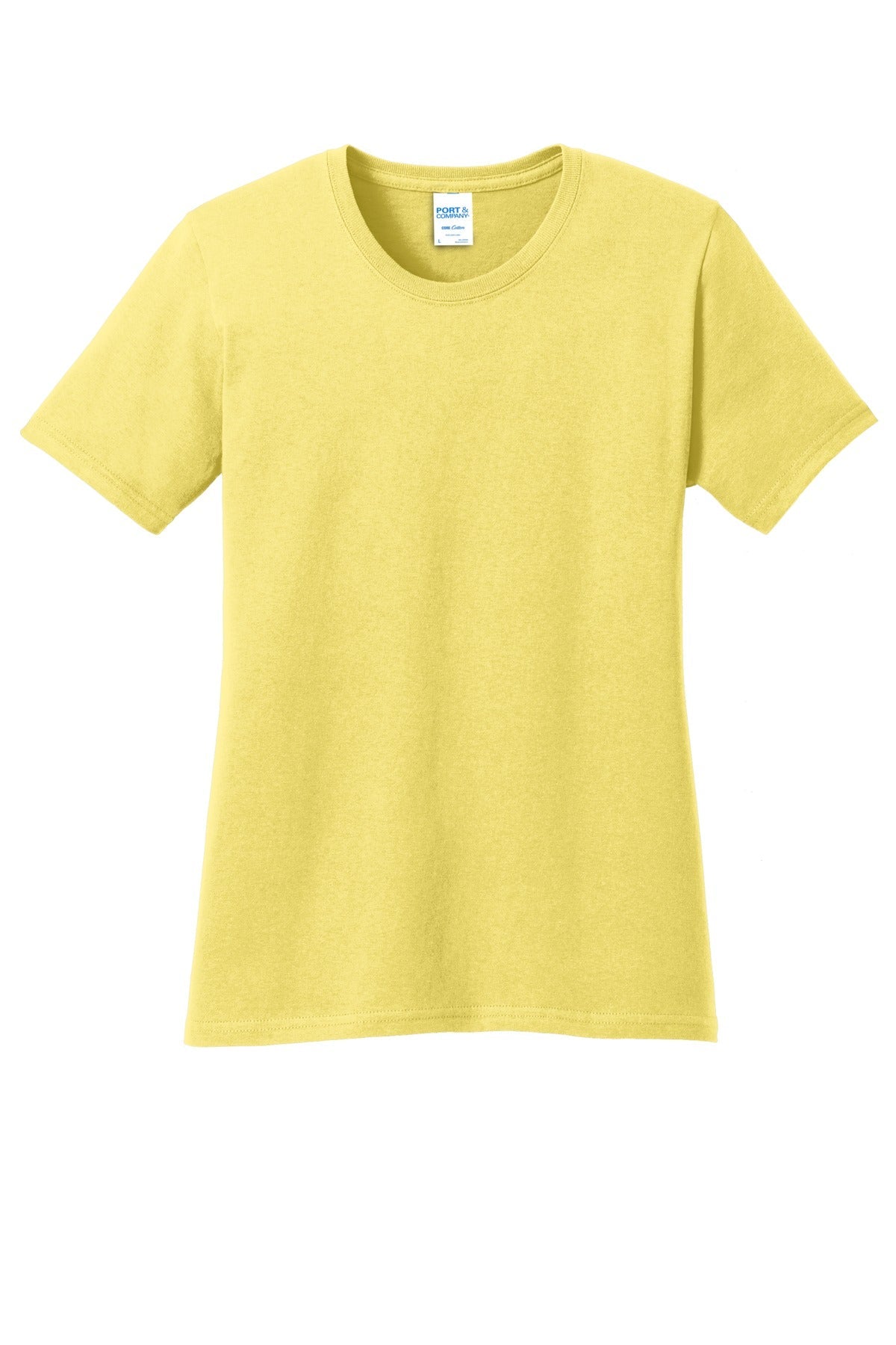 Front View of Yellow Port & Co Women's Core Cotton Tee. LPC54