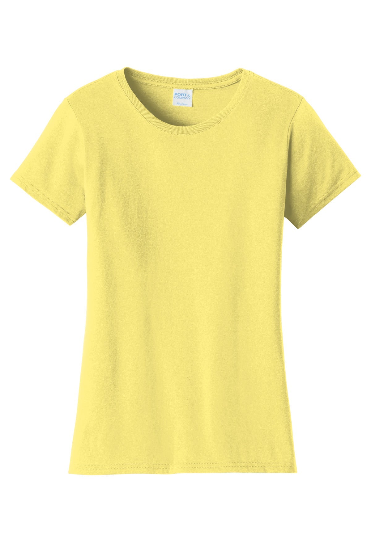 Front View of Yellow Port & Co Women's Fan Favorite Tee. LPC450
