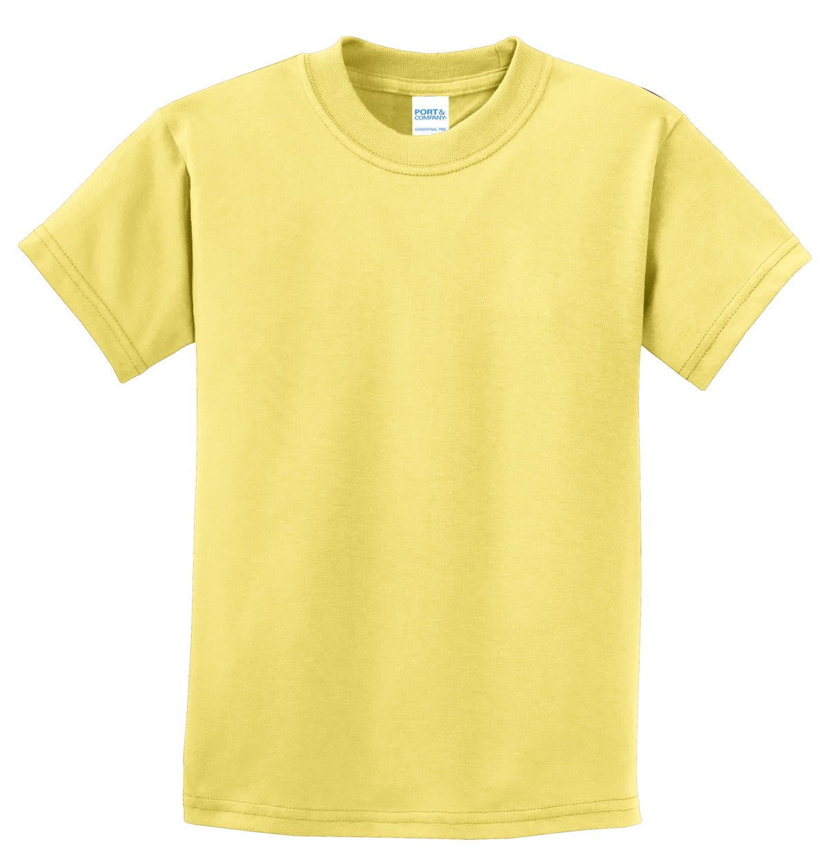 Front View of Yellow Port & Co Youth Essential Tee. PC61Y