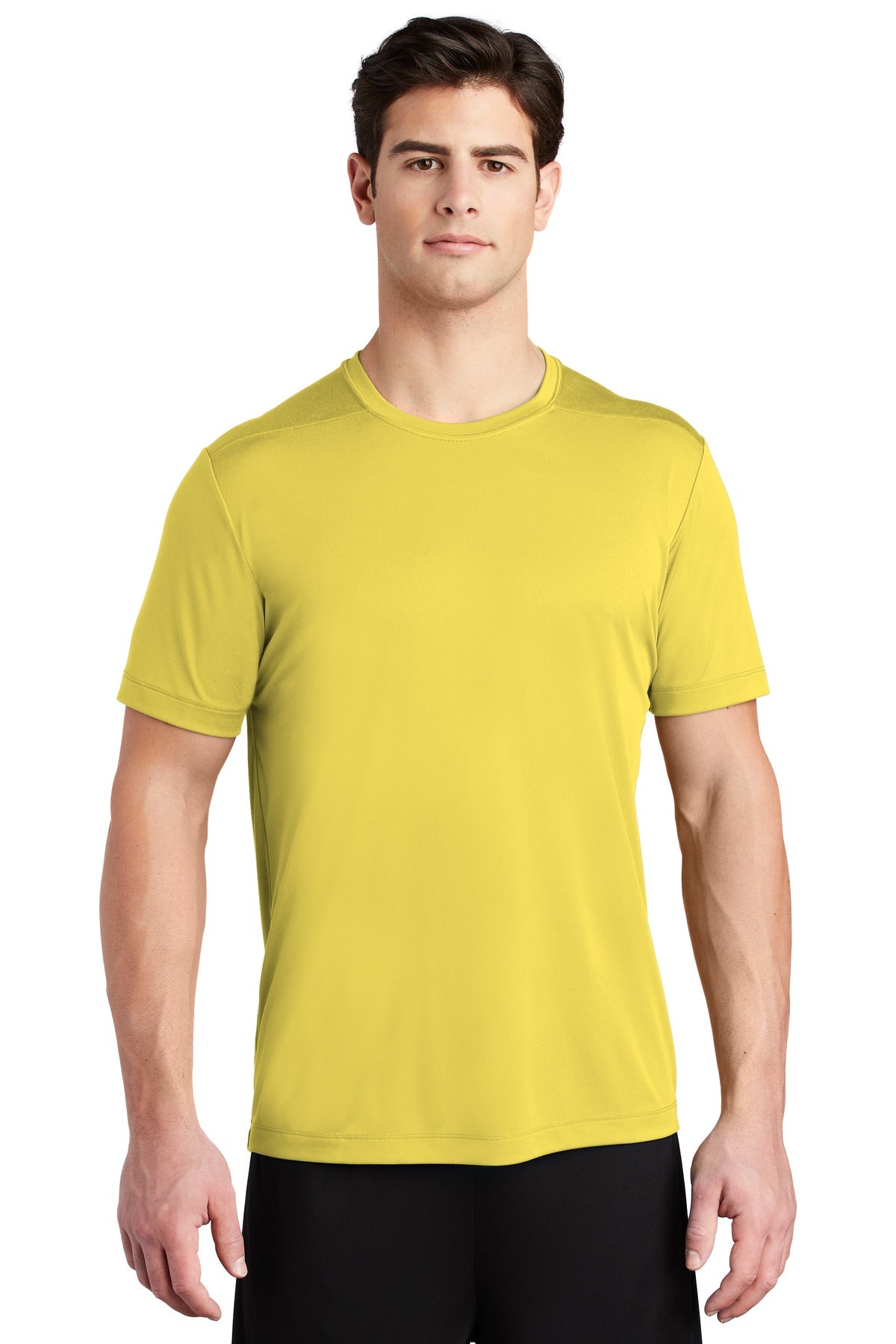 Front View of Yellow Sport-Tek Posi-UV Pro Tee. ST420