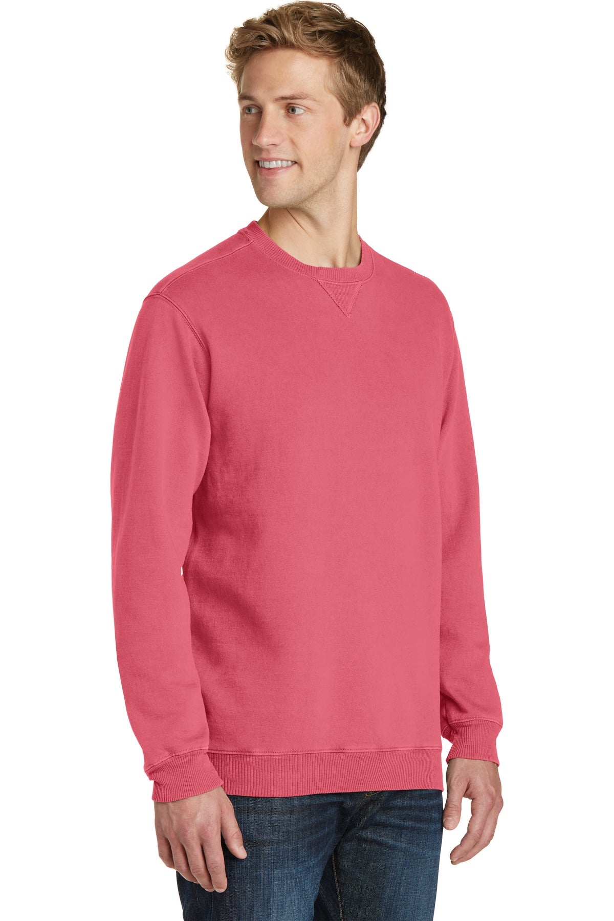 Fruit Punch Port & Co Beach Wash Garment-Dyed Crewneck Sweatshirt PC098