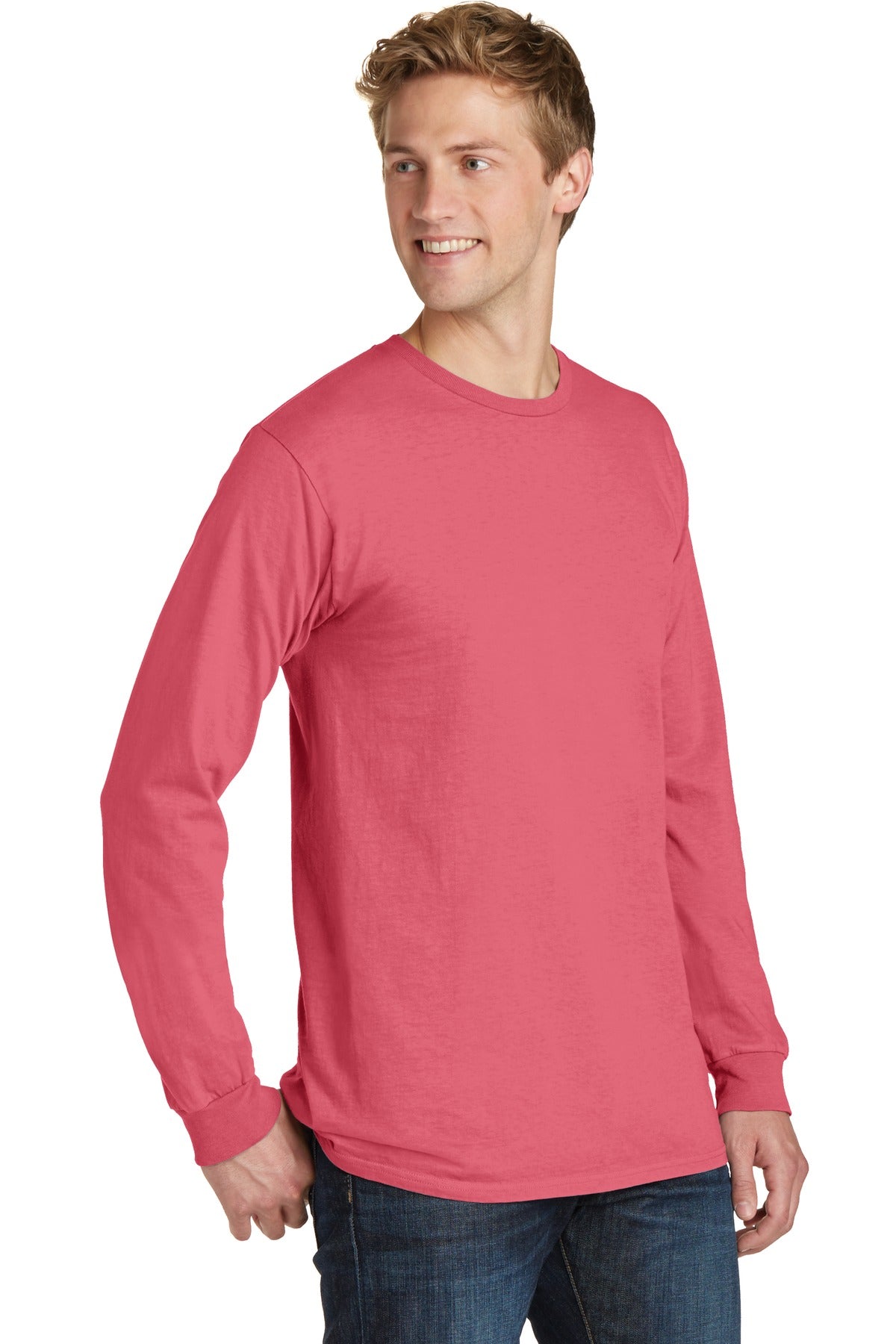 Fruit Punch Port & Co Beach Wash Garment-Dyed Long Sleeve Tee PC099LS
