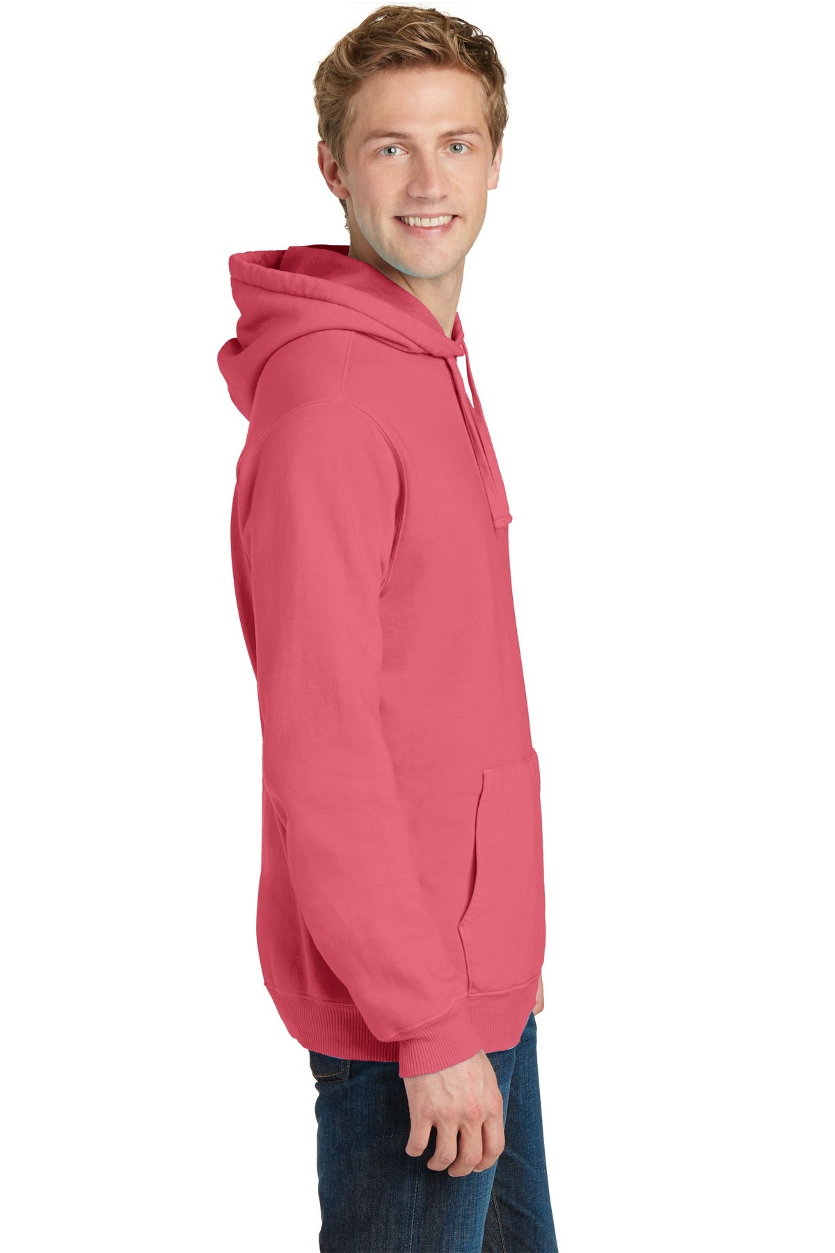Fruit Punch Port & Co Beach Wash Garment-Dyed Pullover Hooded Sweatshirt. PC098H
