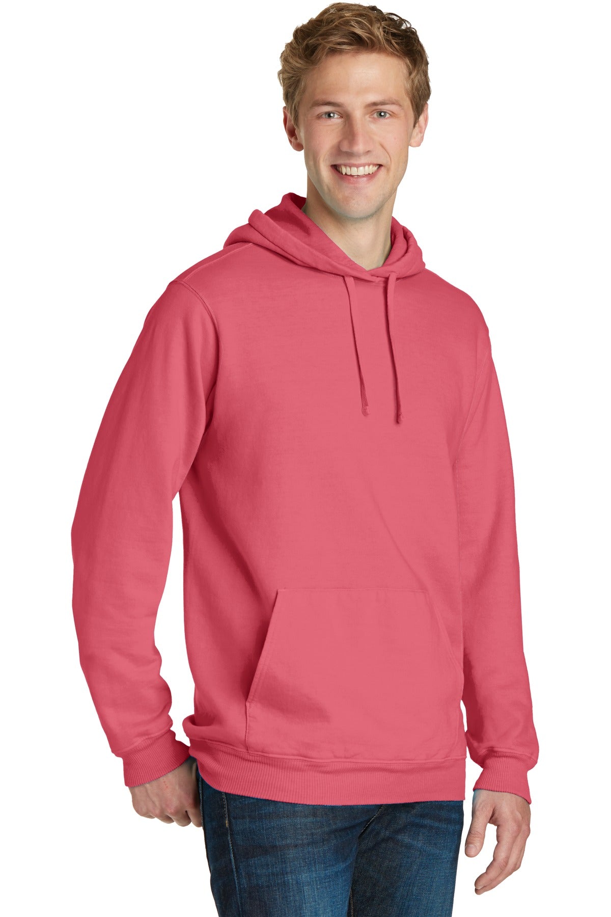 Fruit Punch Port & Co Beach Wash Garment-Dyed Pullover Hooded Sweatshirt. PC098H