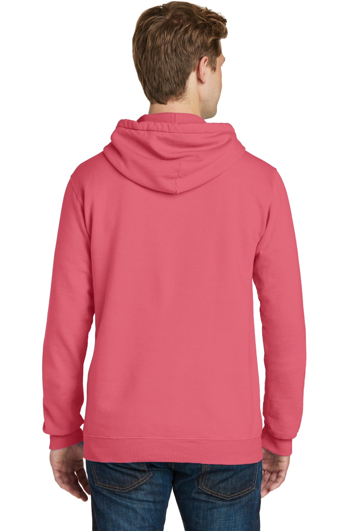 Fruit Punch Port & Co Beach Wash Garment-Dyed Pullover Hooded Sweatshirt. PC098H