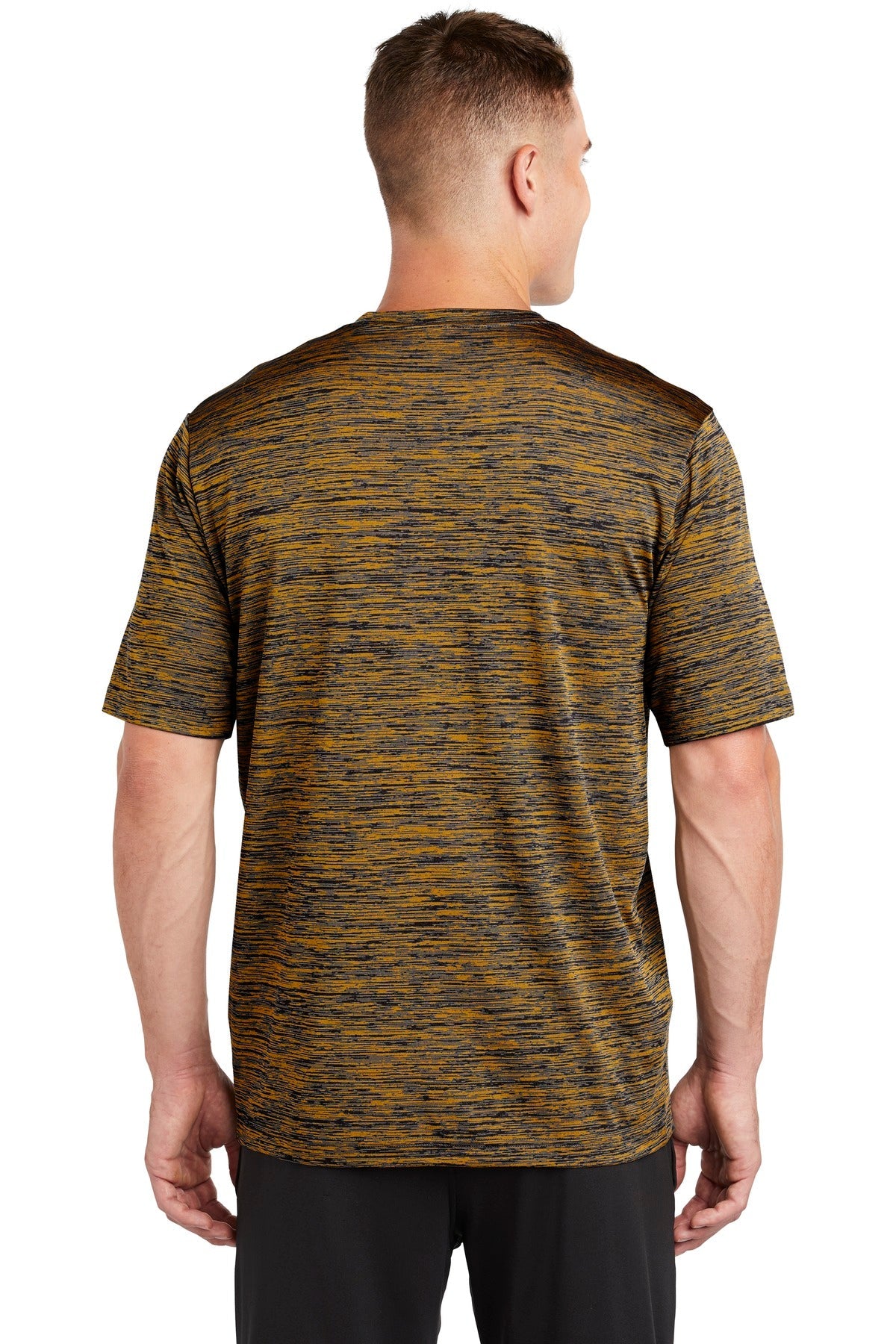 Gold-Black Ele Sport-Tek PosiCharge Electric Heather Tee. ST390