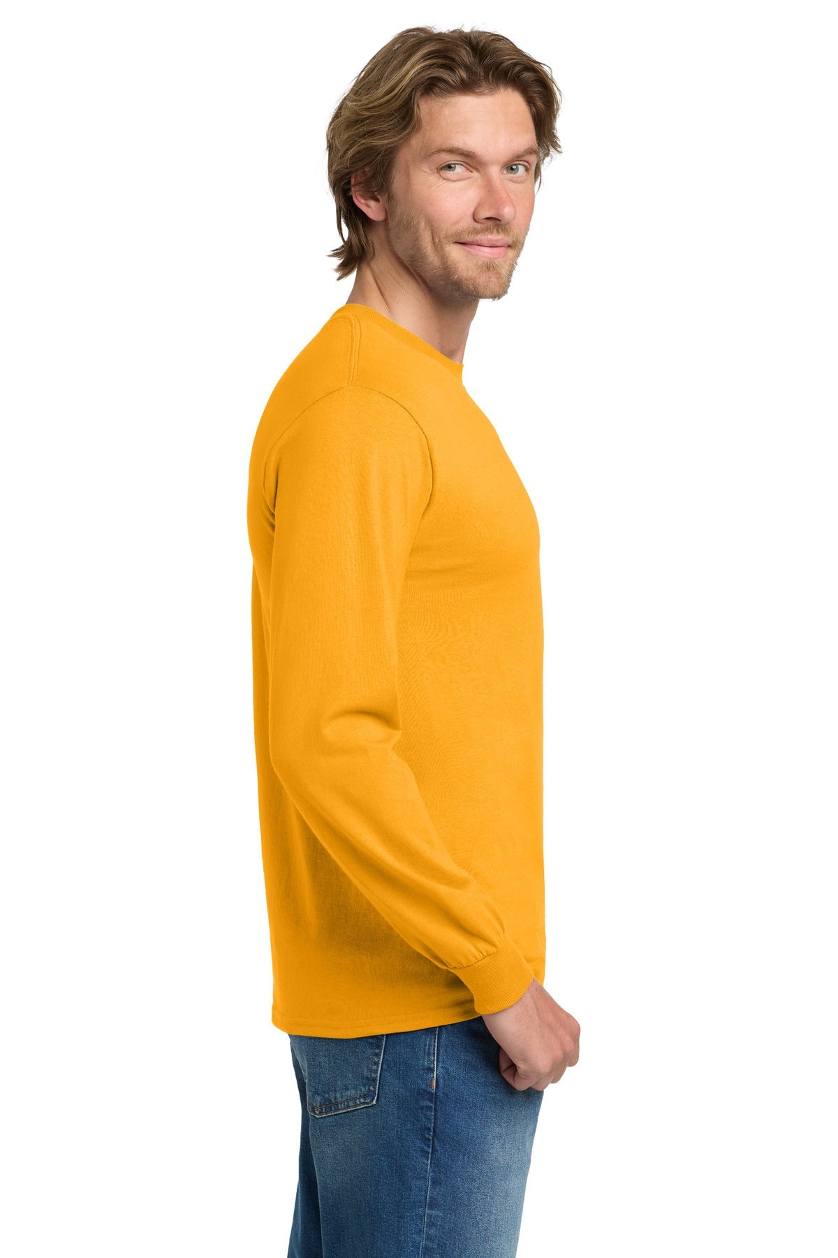Gold Gildan - Heavy Cotton 100% Cotton Long Sleeve T-Shirt. 5400