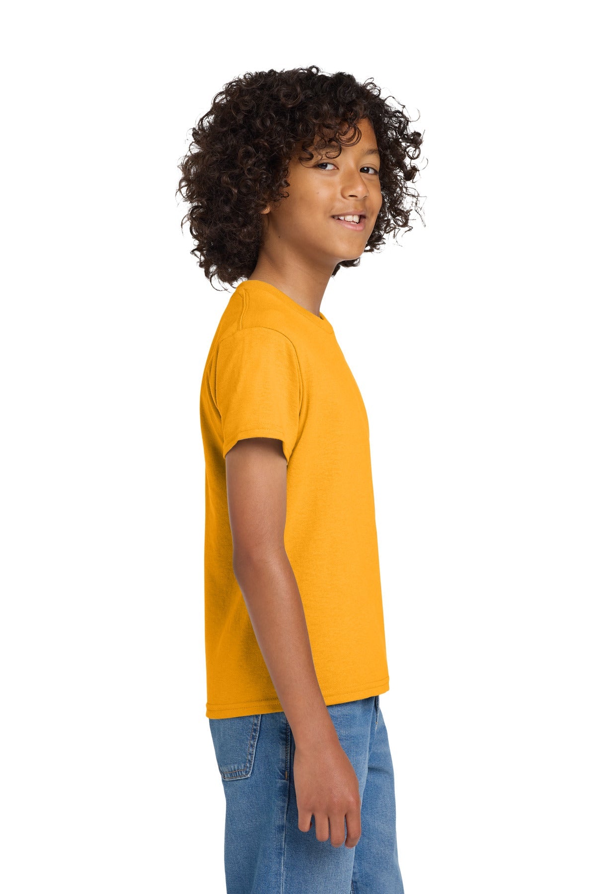 Gold Gildan Youth DryBlend 50 Cotton/50 Poly T-Shirt. 8000B