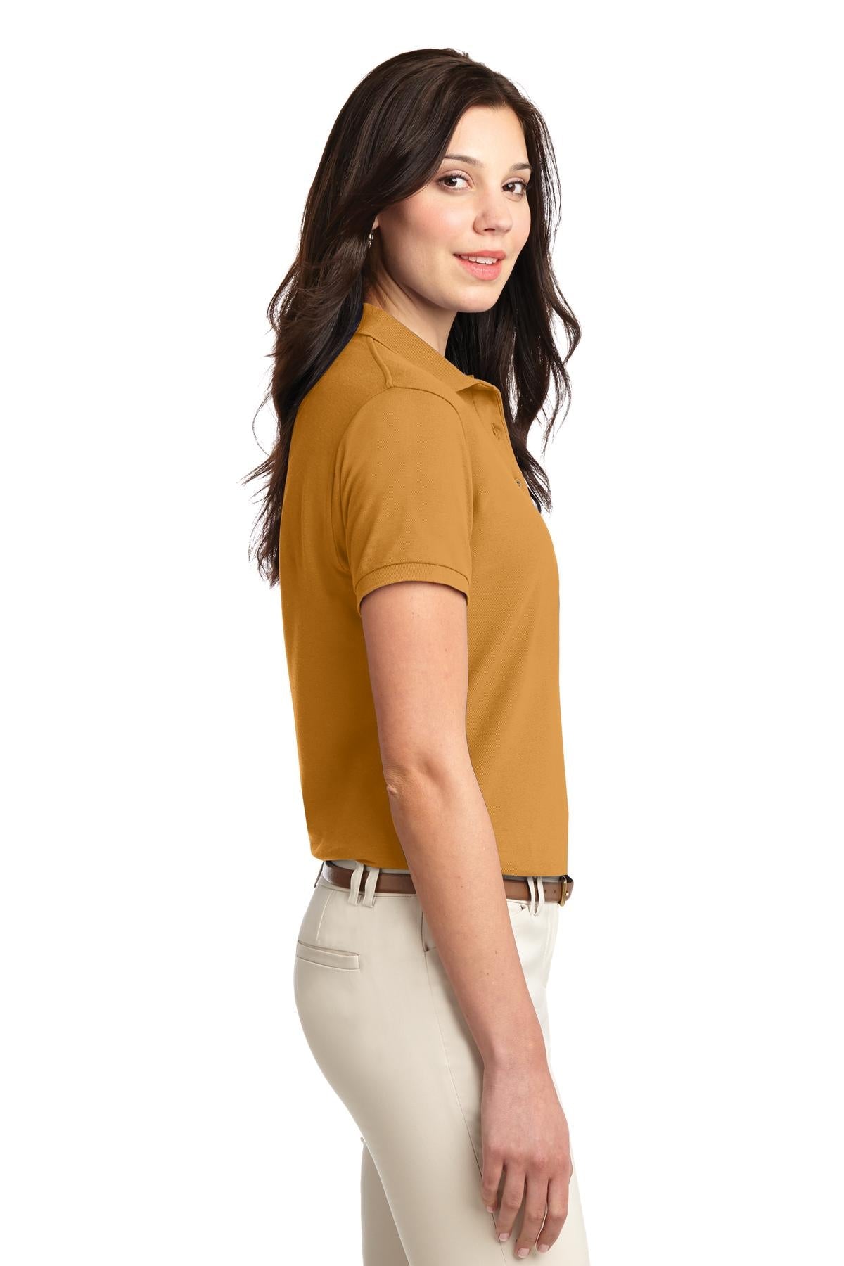 Gold Port Authority Women's Silk Touch Polo. L500