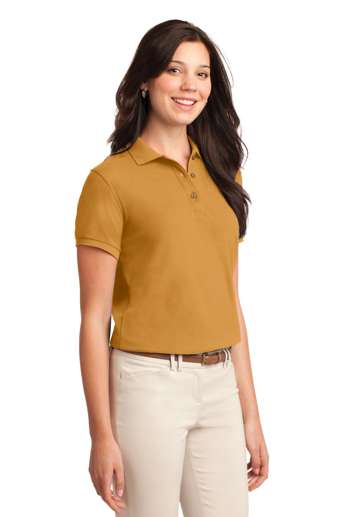 Gold Port Authority Women's Silk Touch Polo. L500