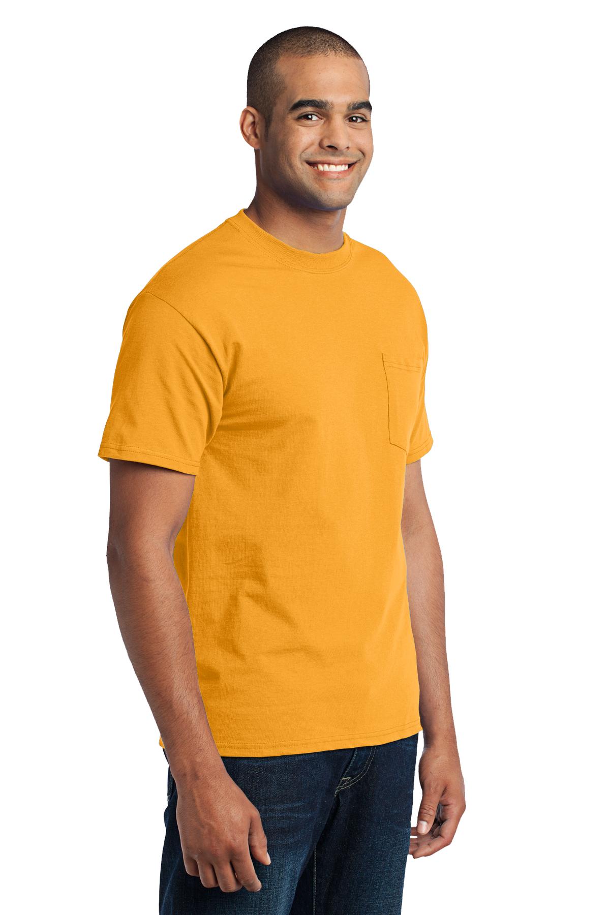 Gold Port & Co Core Blend Pocket Tee. PC55P