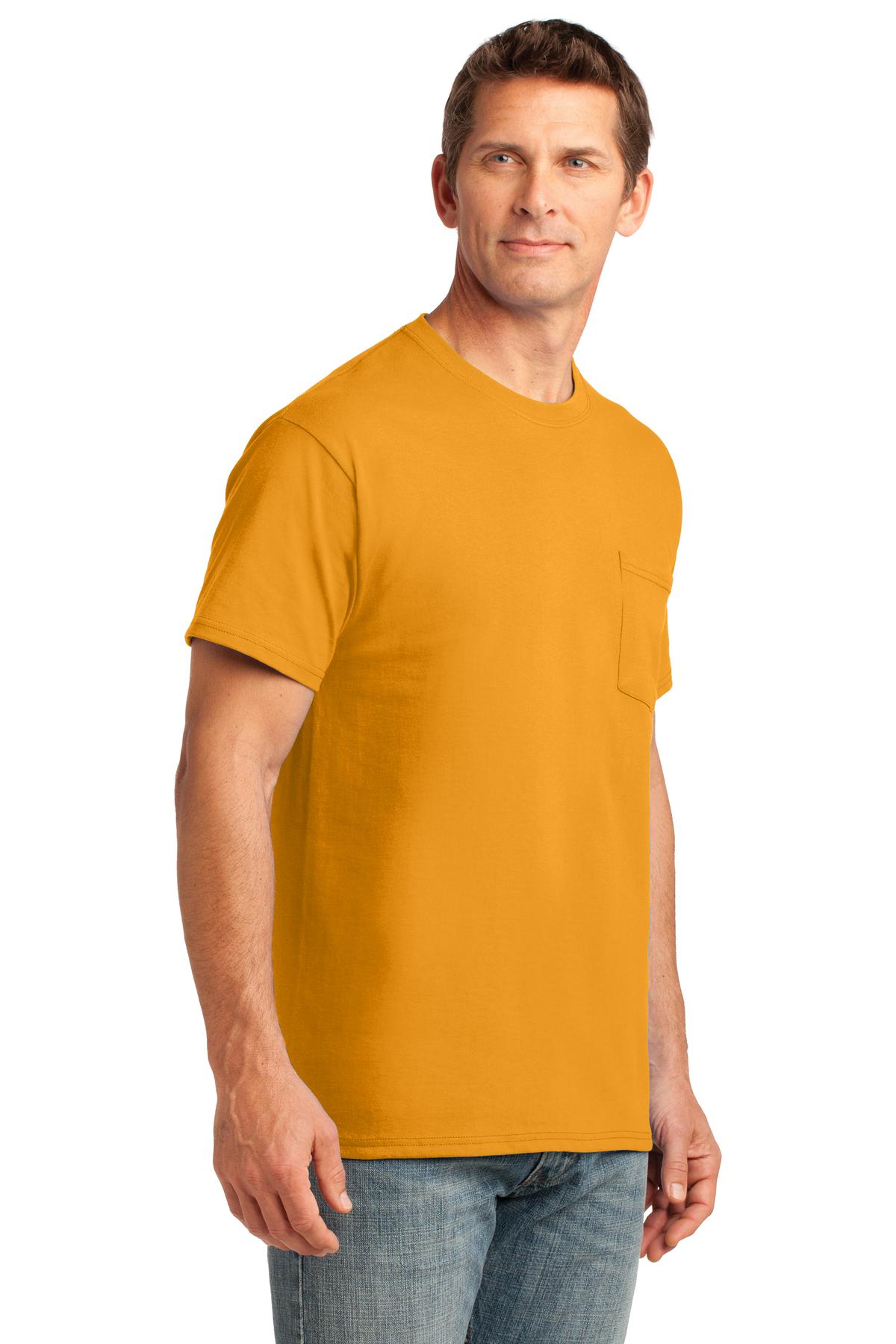 Gold Port & Co Core Cotton Pocket Tee. PC54P