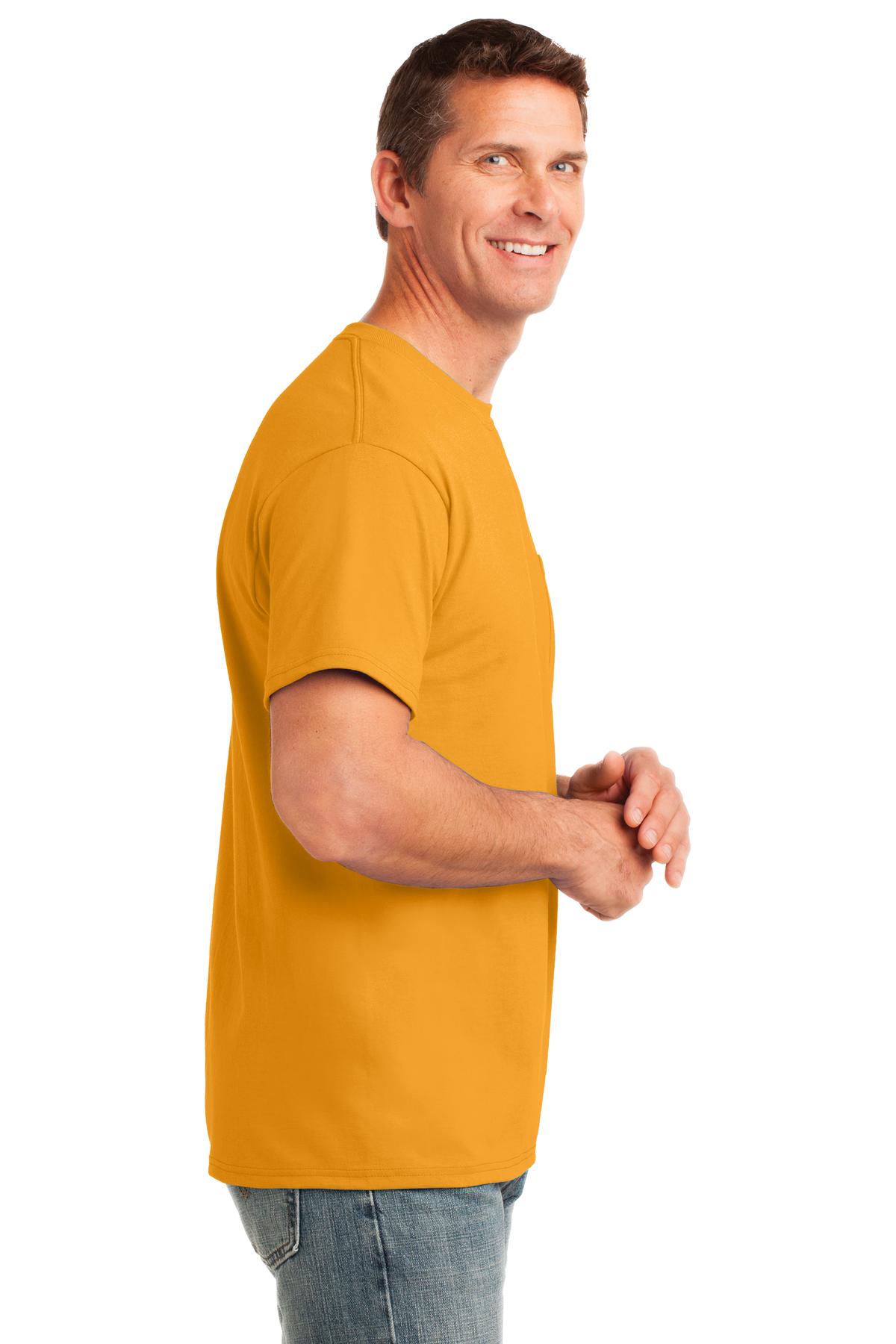 Gold Port & Co Core Cotton Pocket Tee. PC54P