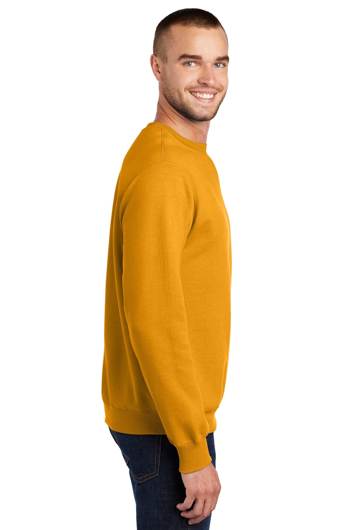 Gold Port & Co Essential Fleece Crewneck Sweatshirt. PC90