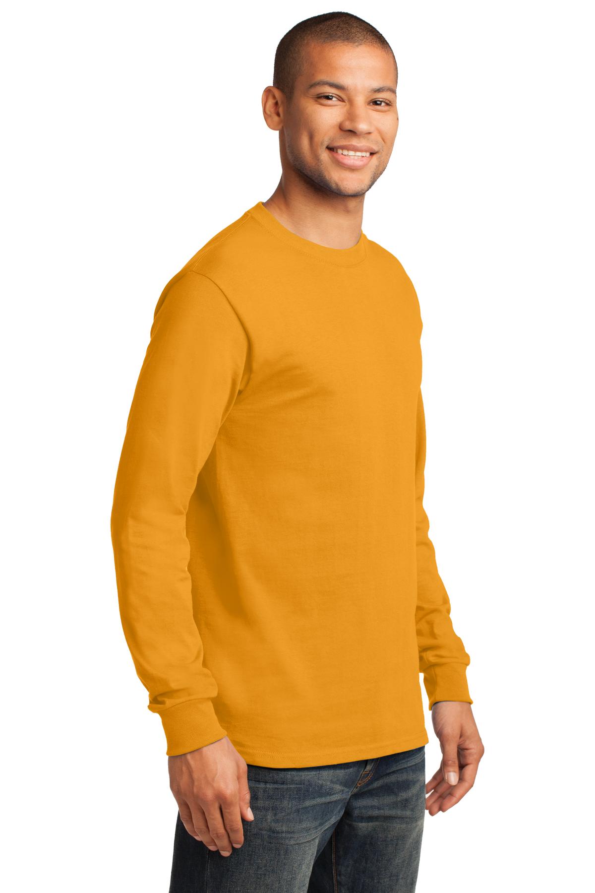 Gold Port & Co Long Sleeve Essential Tee. PC61LS