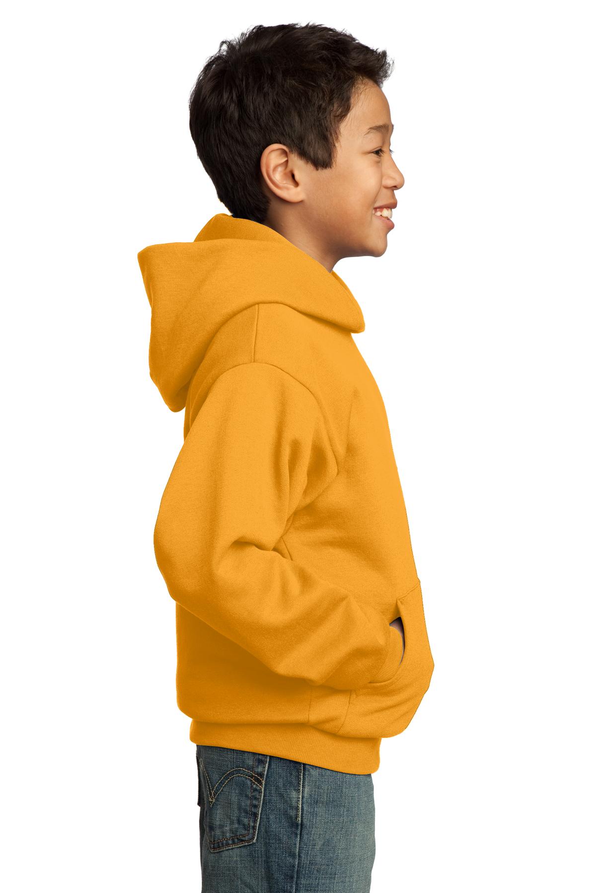 Gold Port & Co Youth Core Fleece Pullover Hooded Sweatshirt. PC90YH