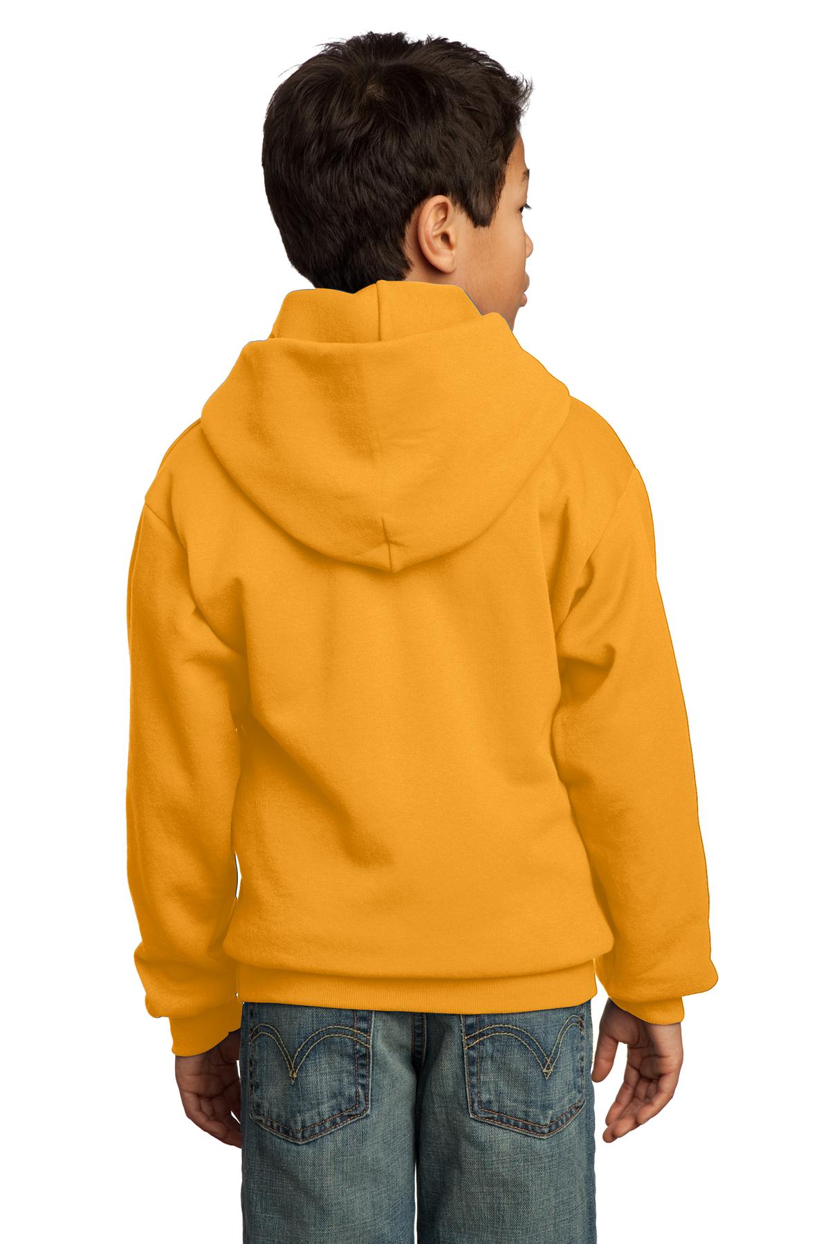 Gold Port & Co Youth Core Fleece Pullover Hooded Sweatshirt. PC90YH