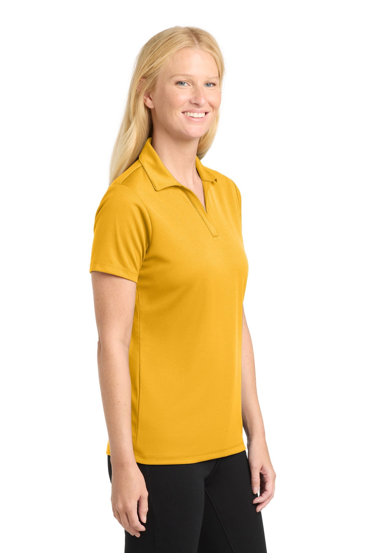 Gold Sport-Tek Women's PosiCharge RacerMesh Polo. LST640