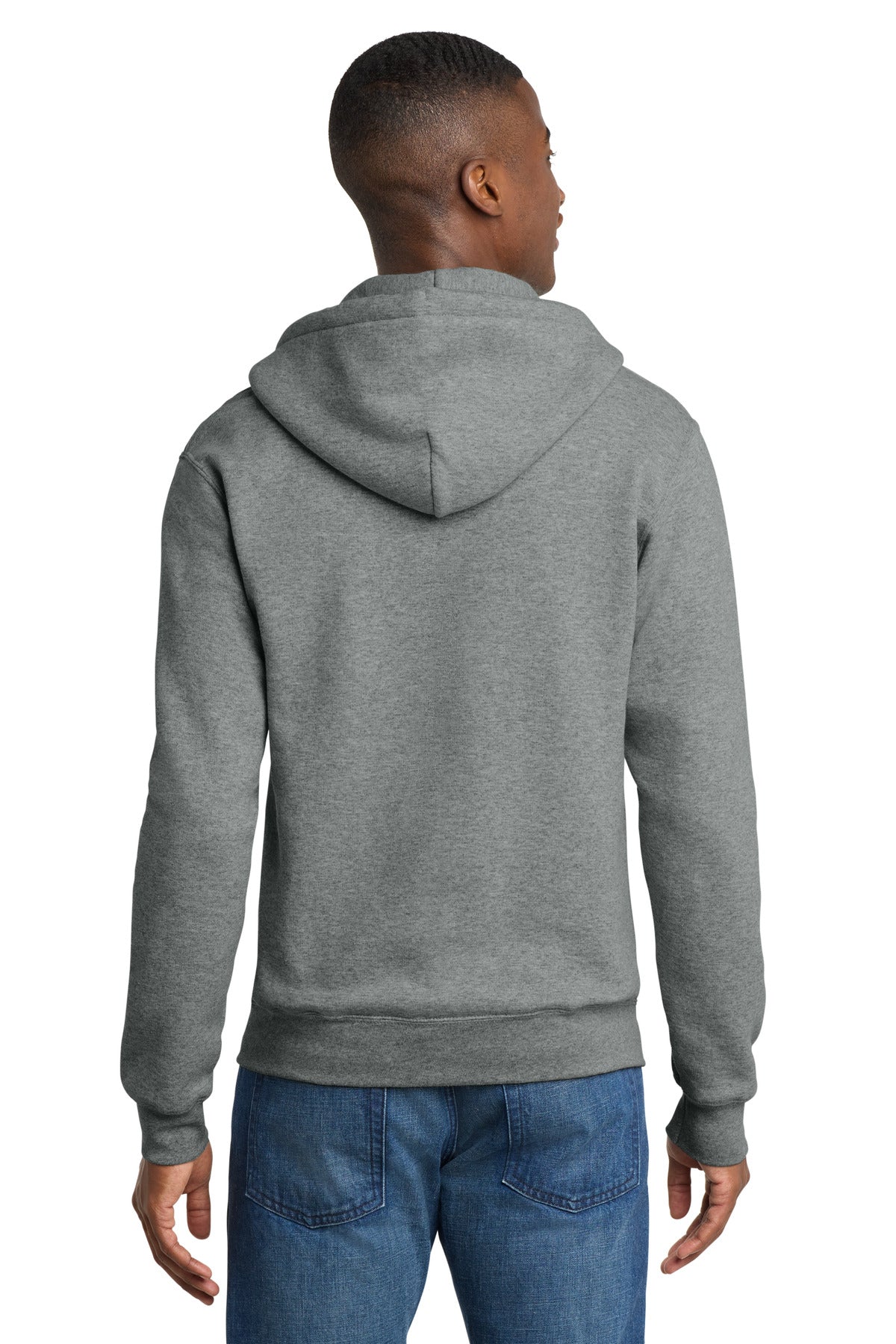 GphHeather Port & Co Core Fleece Full-Zip Hooded Sweatshirt. PC78ZH