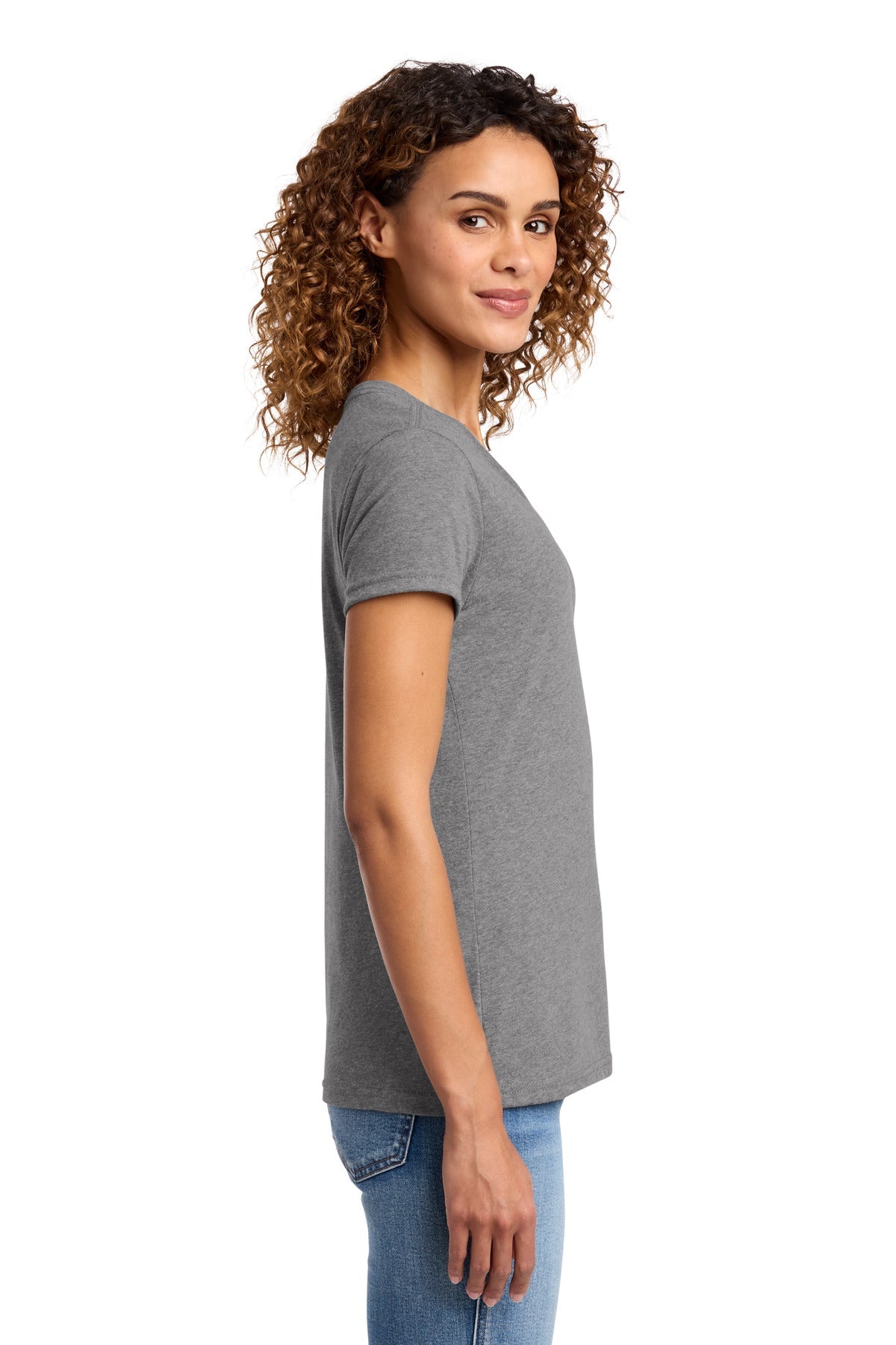 Graphite Hthr Port & Co Women's Fan Favorite Blend V-Neck Tee. LPC455V