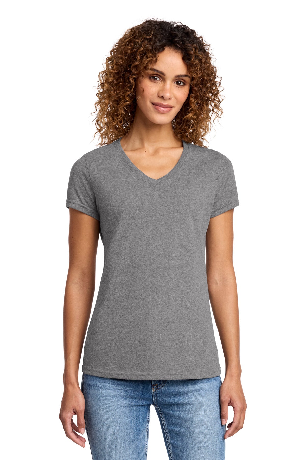 Graphite Hthr Port & Co Women's Fan Favorite Blend V-Neck Tee. LPC455V
