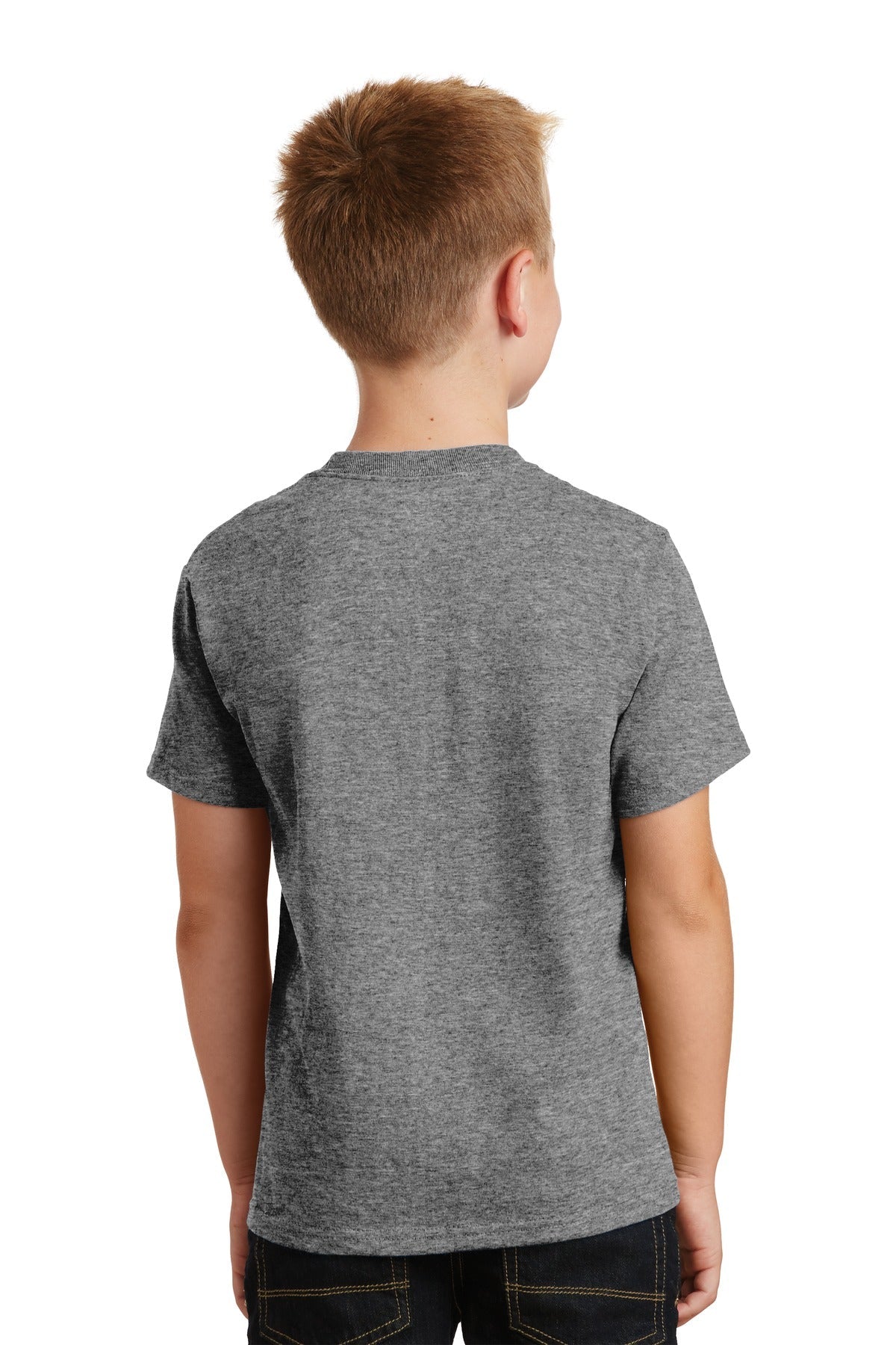Graphite Hthr Port & Co Youth Core Cotton Tee. PC54Y