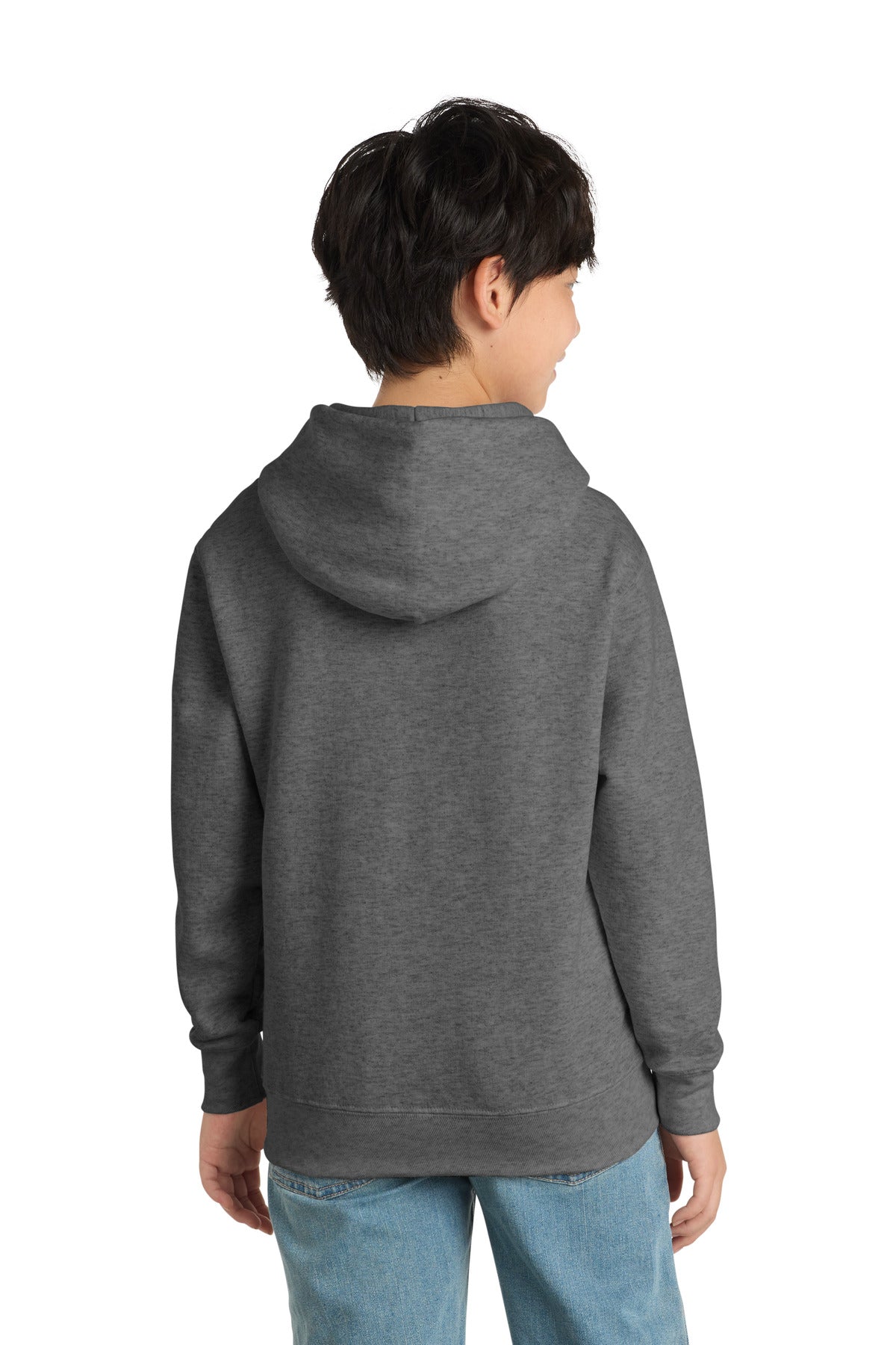 Graphite Hthr Port & Co Youth Core Fleece Pullover Hooded Sweatshirt. PC90YH