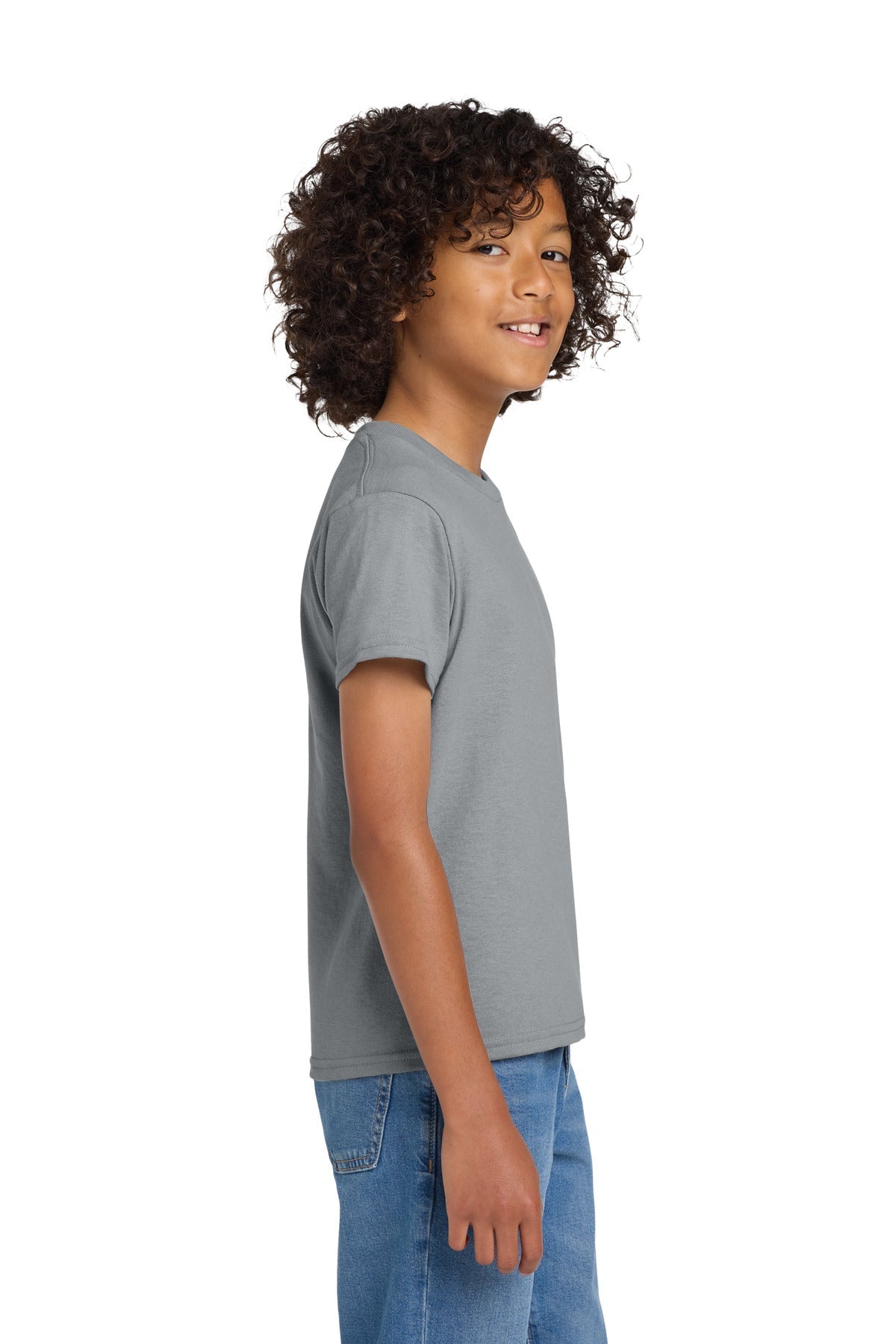 Gravel Gildan Youth DryBlend 50 Cotton/50 Poly T-Shirt. 8000B