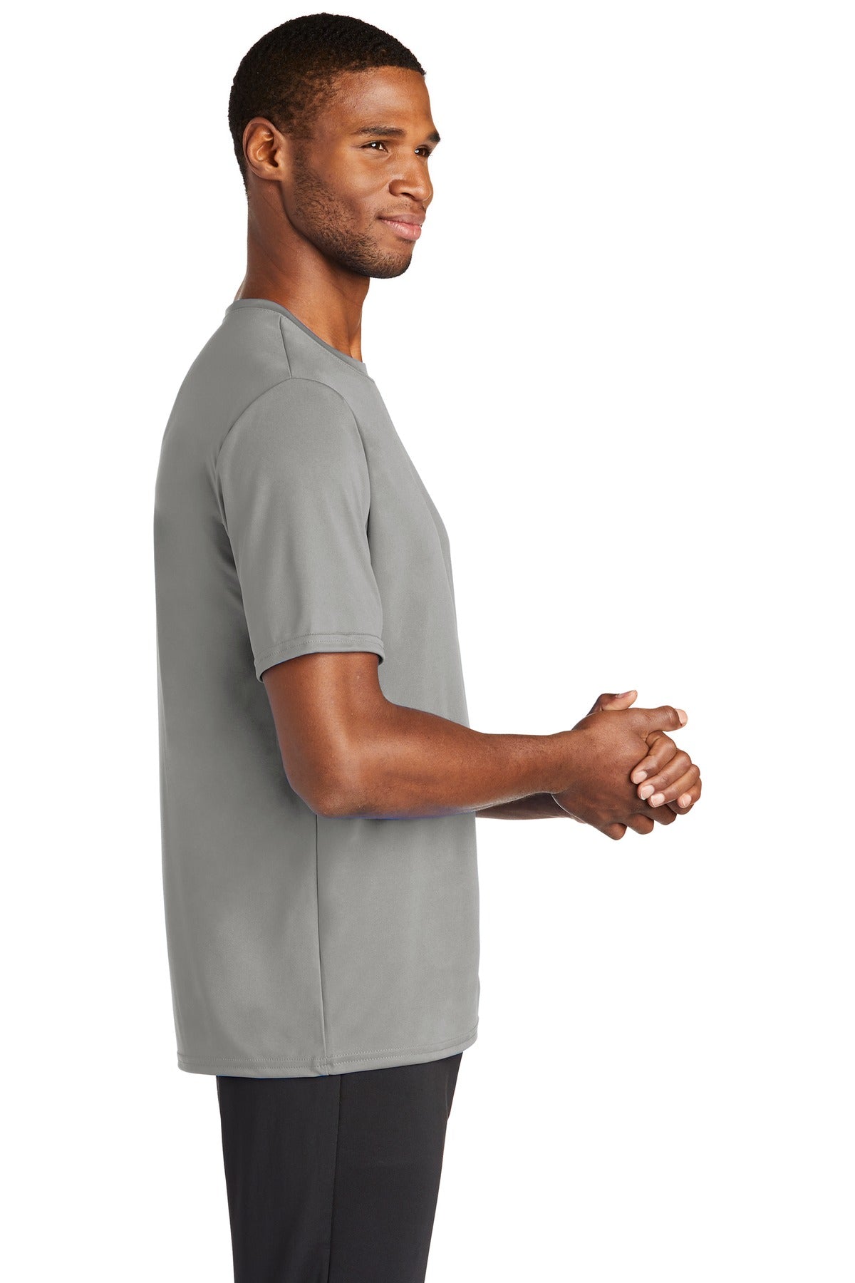 Grey Concrete Port & Co Performance Tee. PC380