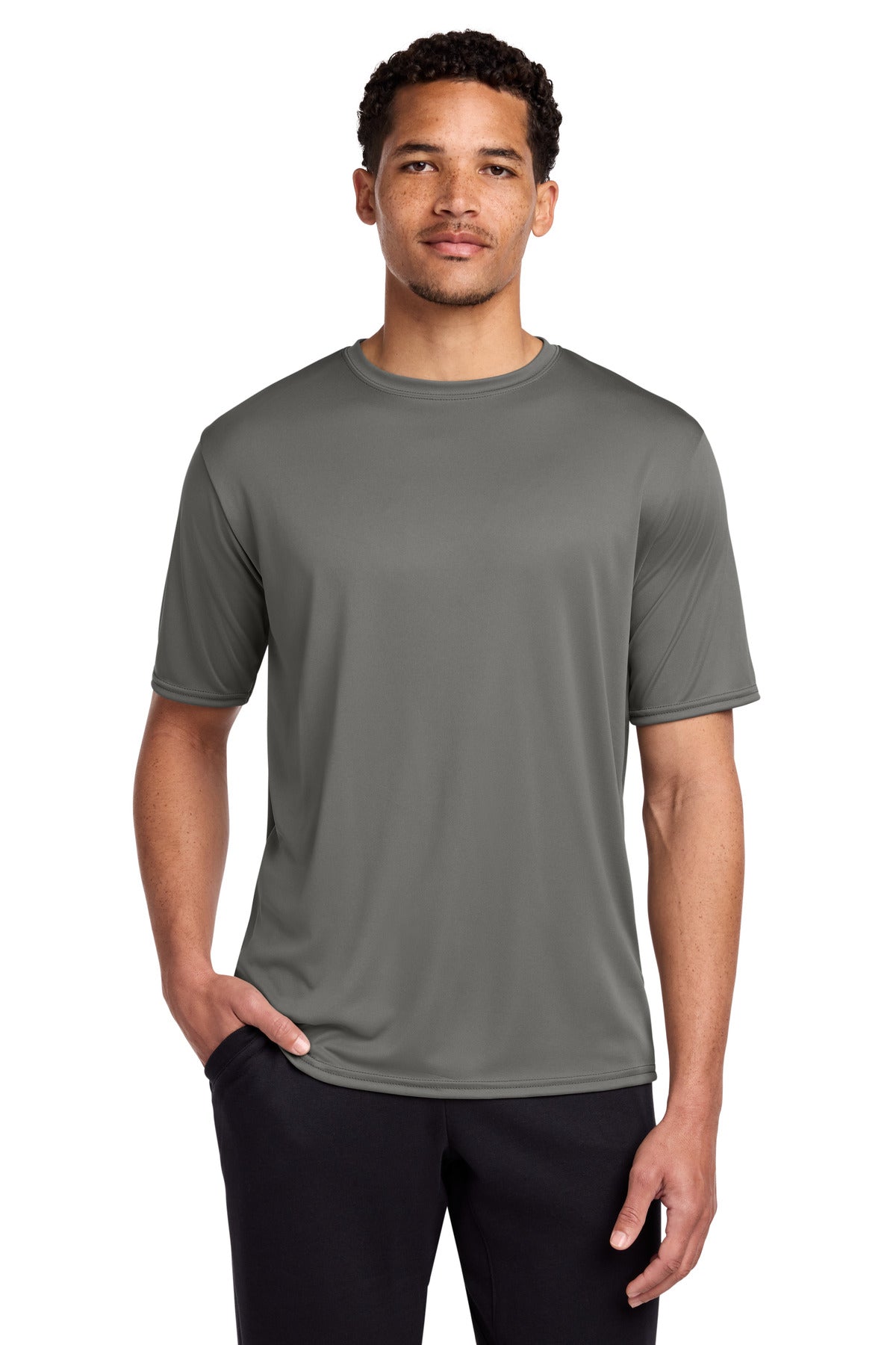 Grey Concrete Port & Co Performance Tee. PC380