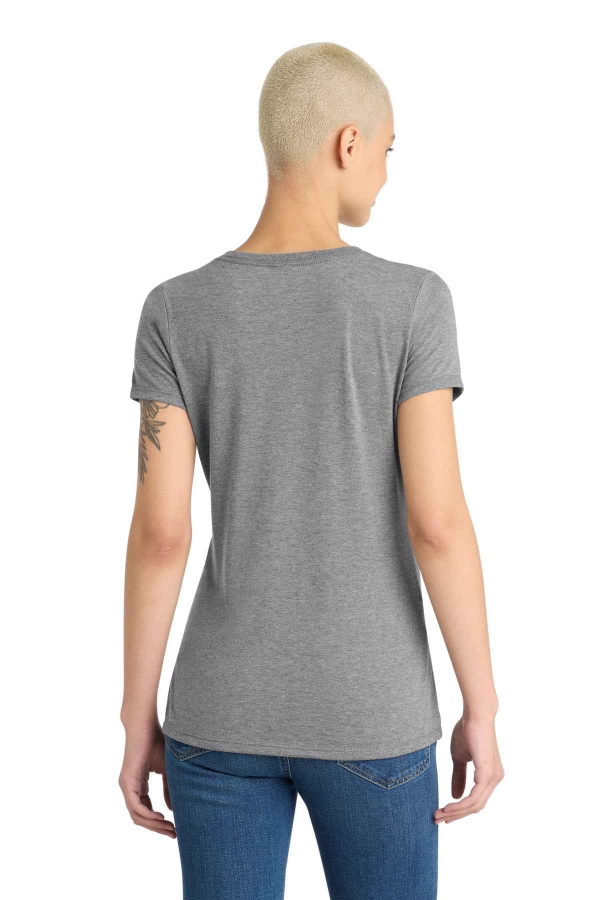 Grey Frost District Women's Perfect Tri V-Neck Tee. DM1350L