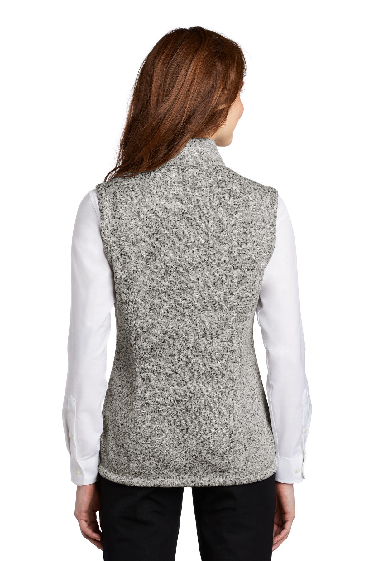 Grey Heather Port Authority Women's Sweater Fleece Vest L236