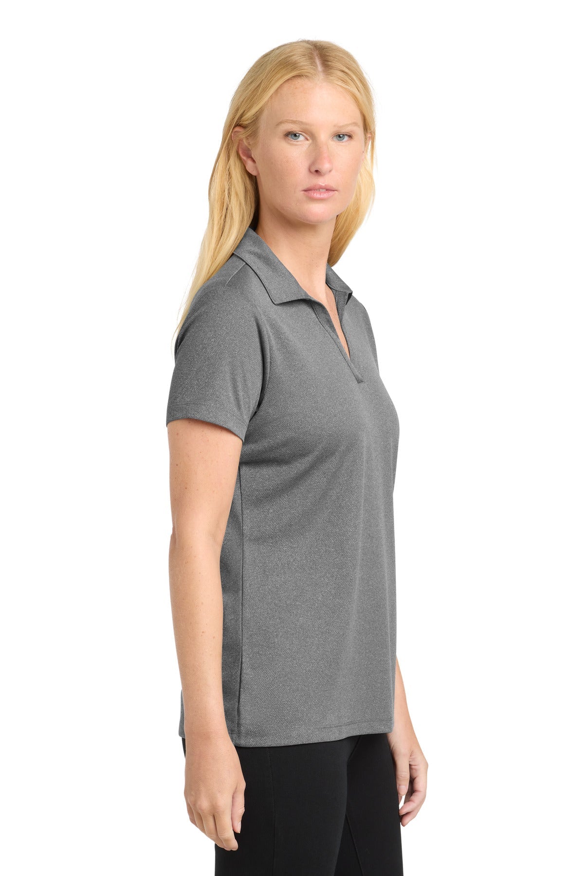 Grey Heather Sport-Tek Women's PosiCharge RacerMesh Polo. LST640