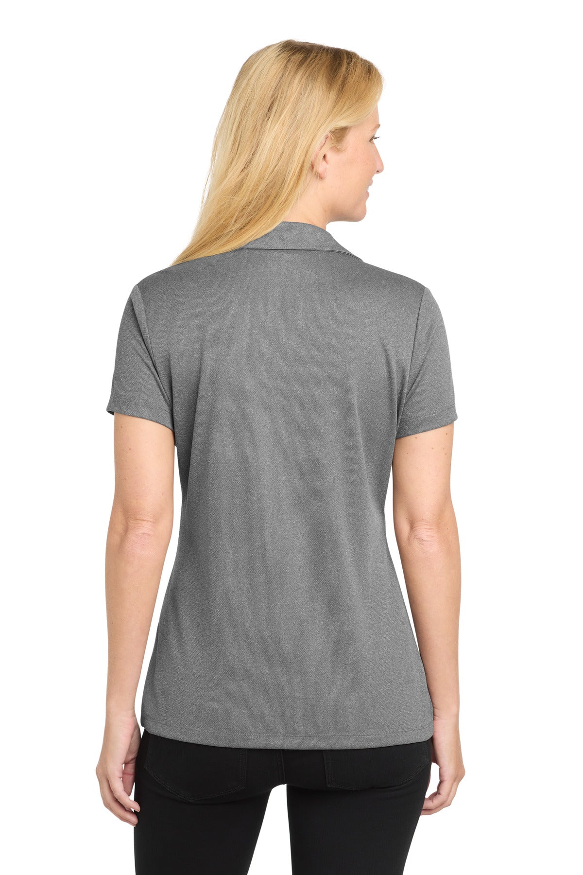 Grey Heather Sport-Tek Women's PosiCharge RacerMesh Polo. LST640