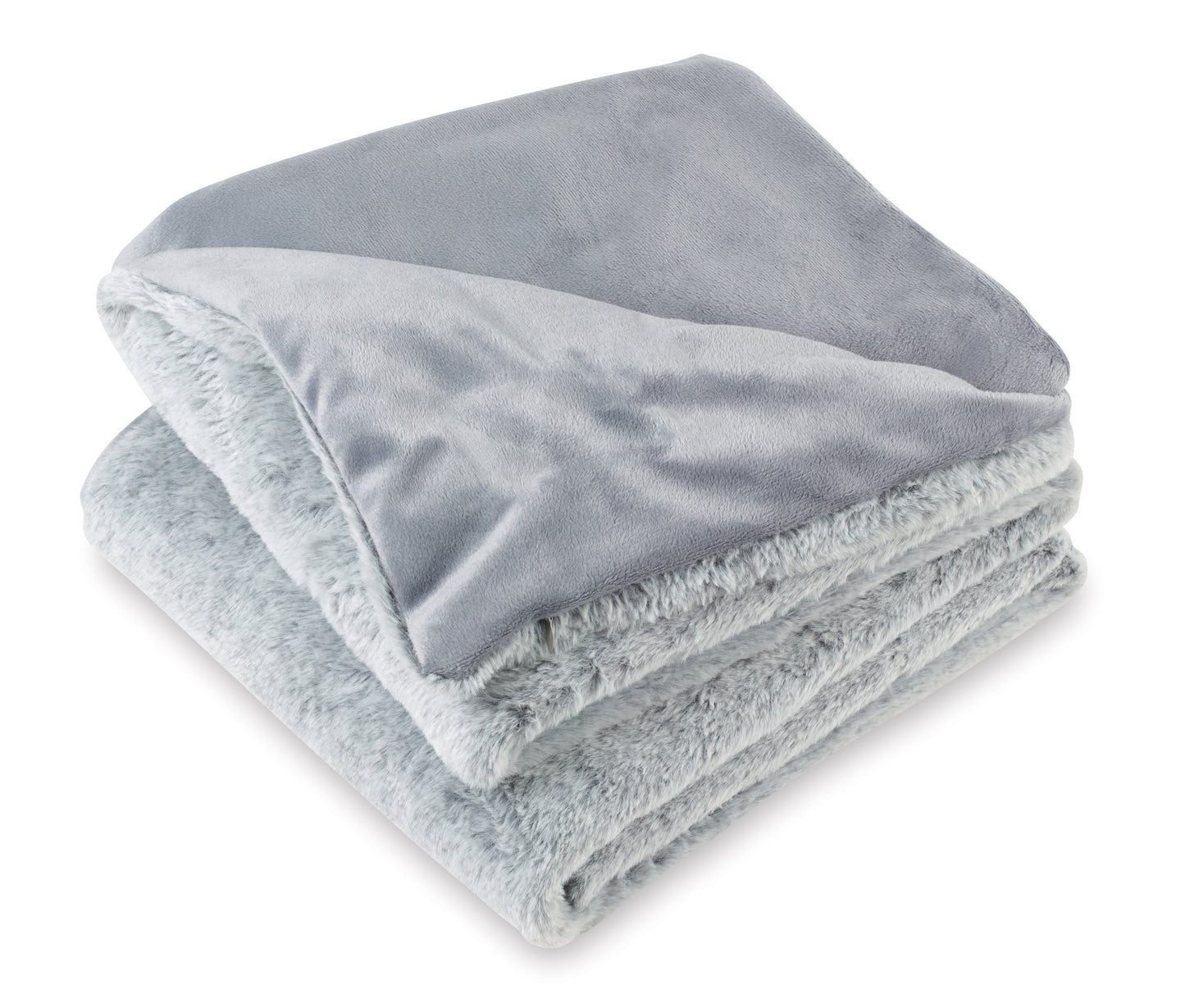 Grey Luxe Faux Fur Throw Blanket plain