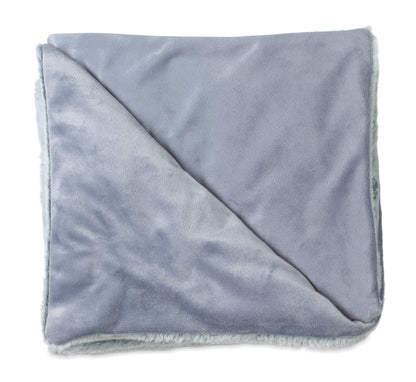 Grey Luxe Faux Fur Throw Blanket plain