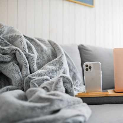 Grey Luxe Faux Fur Throw Blanket