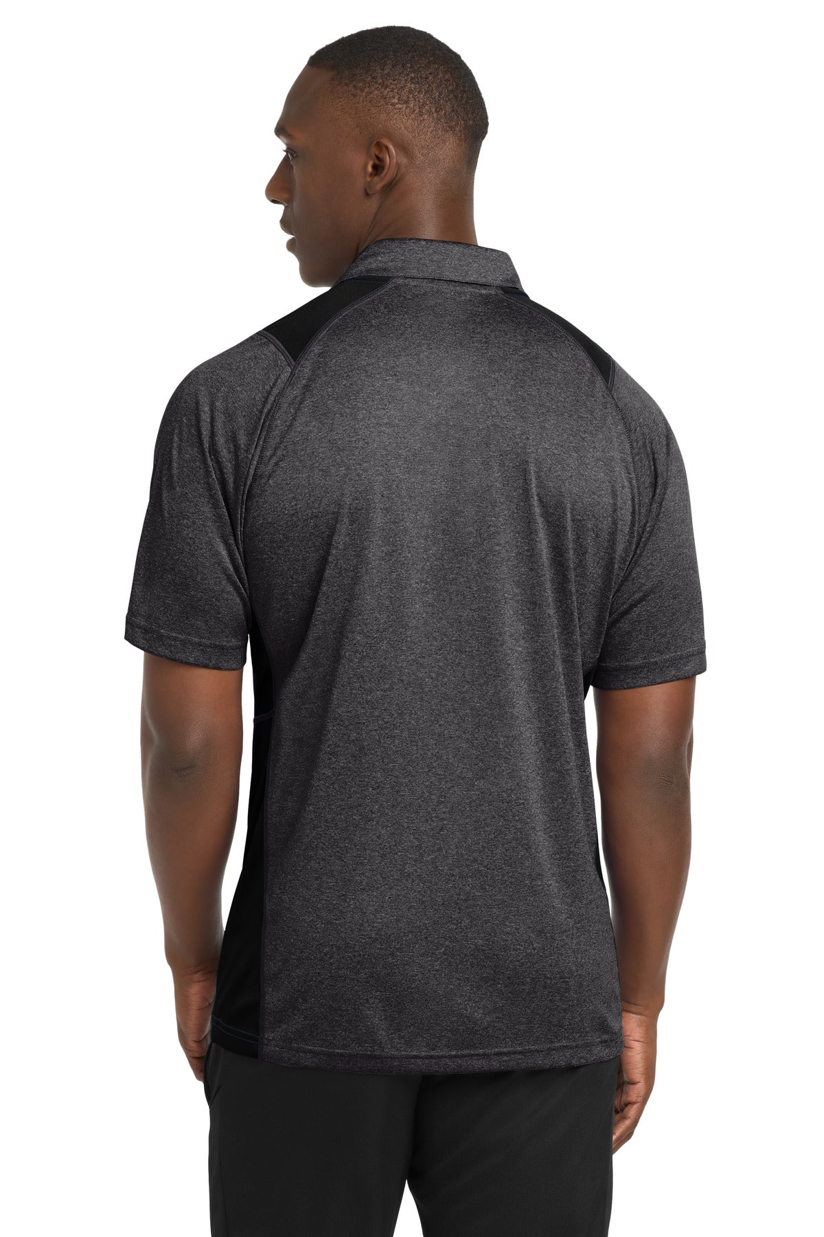Grph He/Black Sport-Tek Heather Colorblock Contender Polo. ST665
