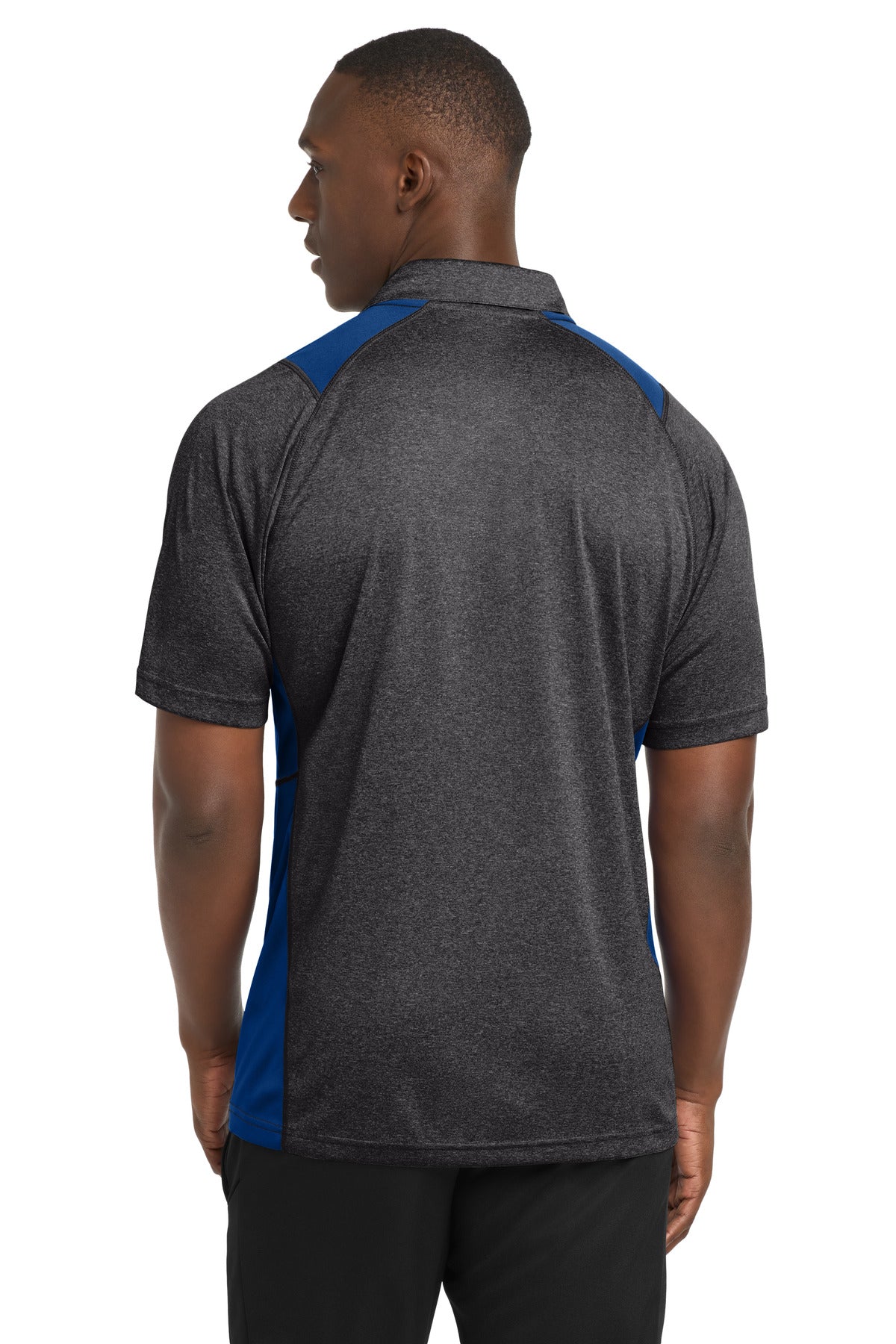 Grph He/Tr Roy Sport-Tek Heather Colorblock Contender Polo. ST665