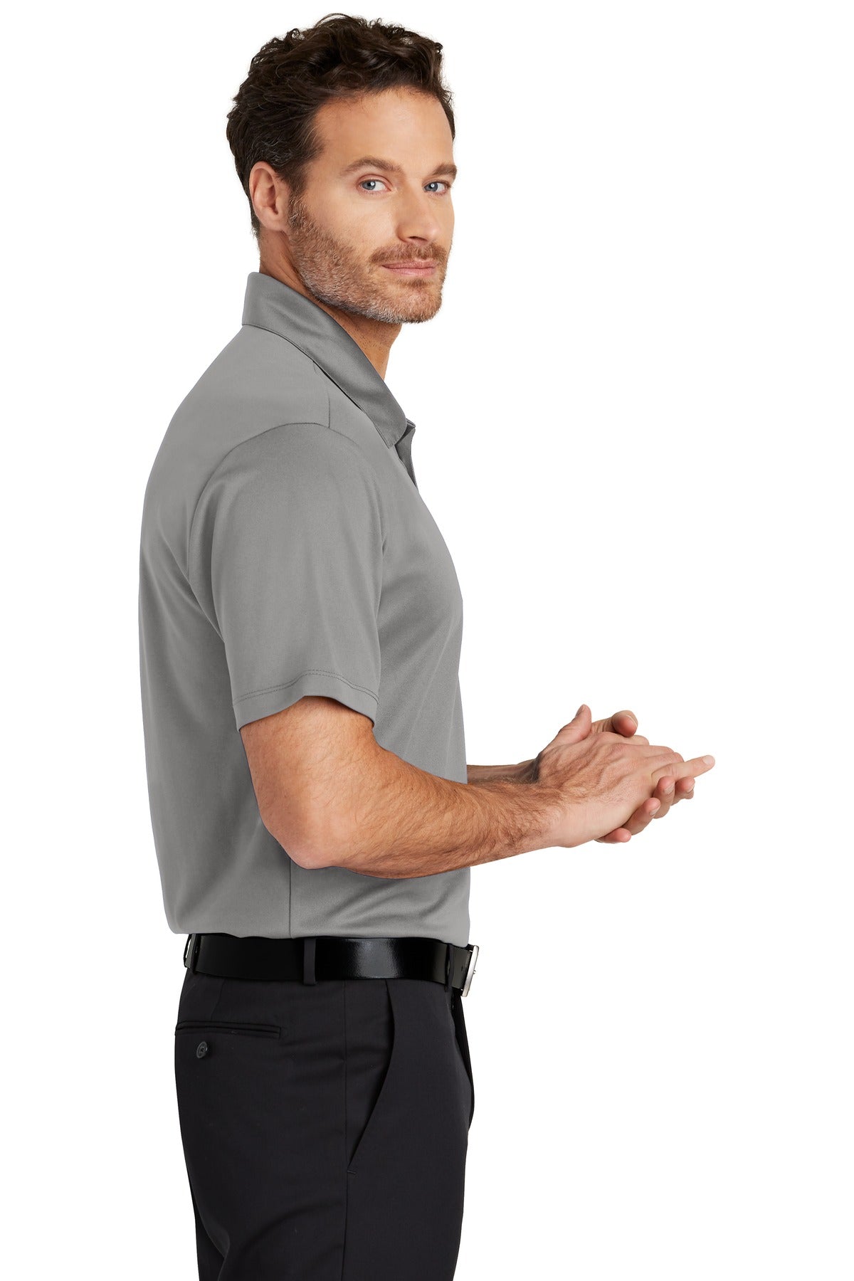 Gusty Grey Port Authority Silk Touch Performance Polo. K540