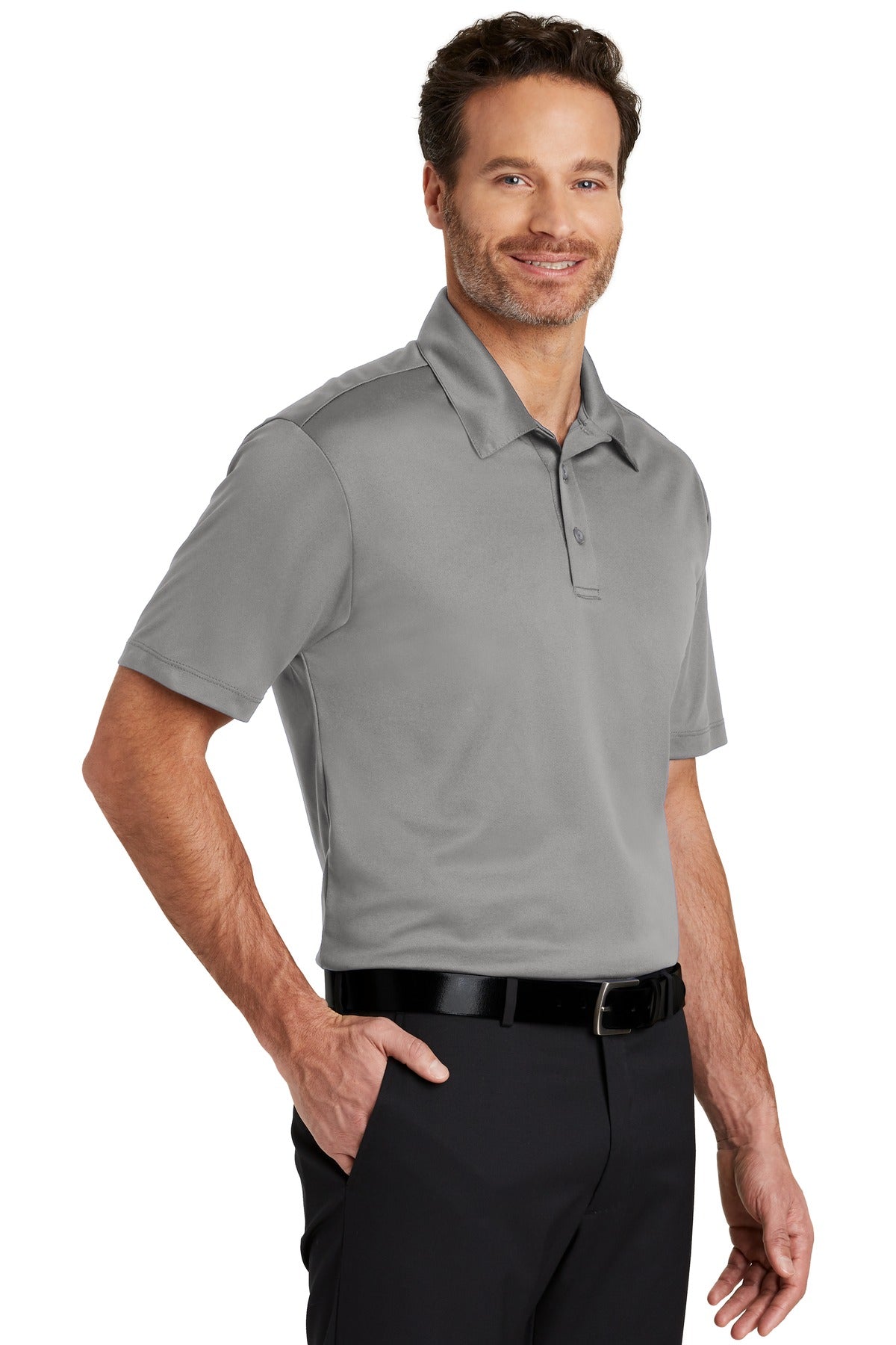 Gusty Grey Port Authority Silk Touch Performance Polo. K540