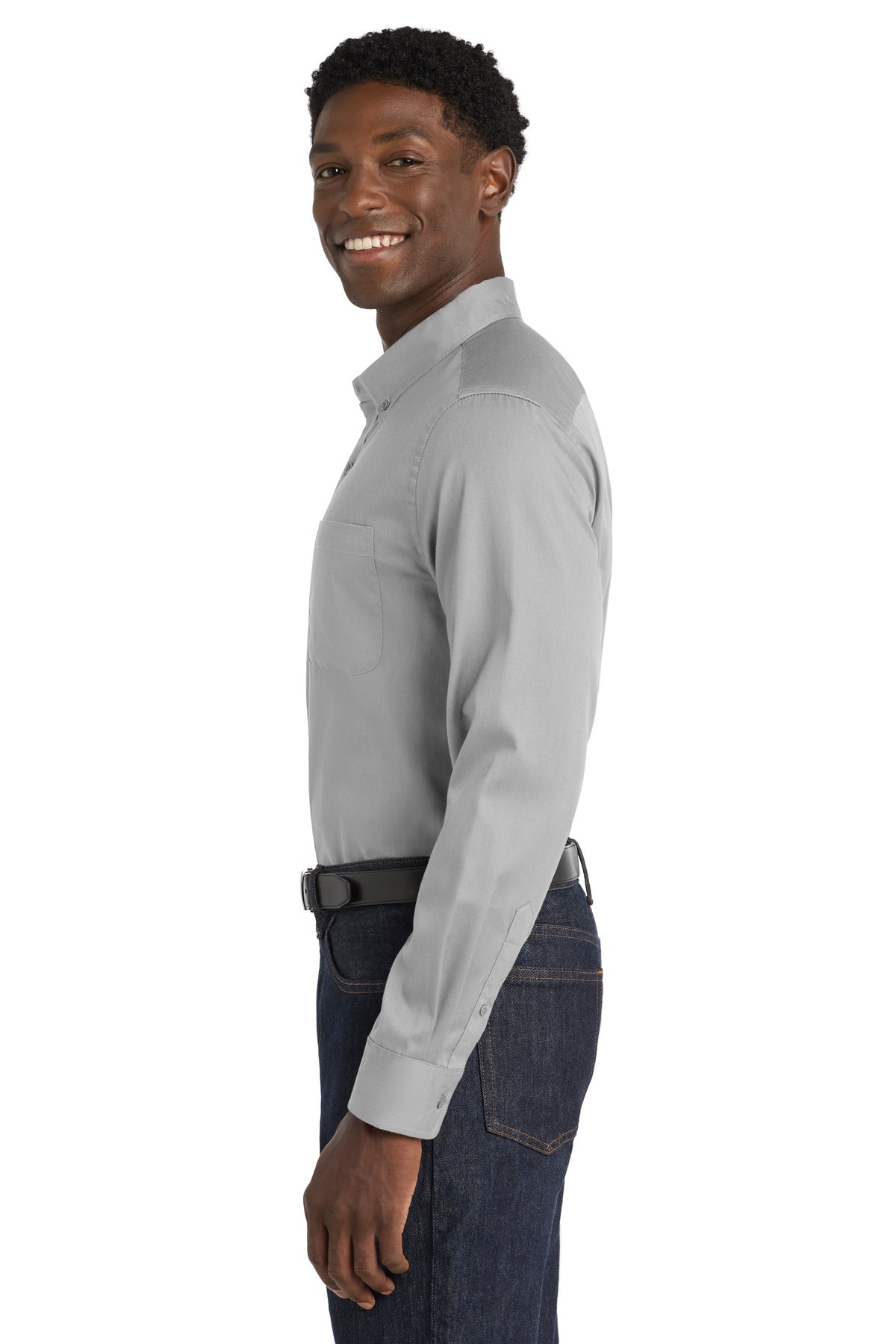 GustyGrey Port Authority Long Sleeve SuperPro React Twill Shirt. W808