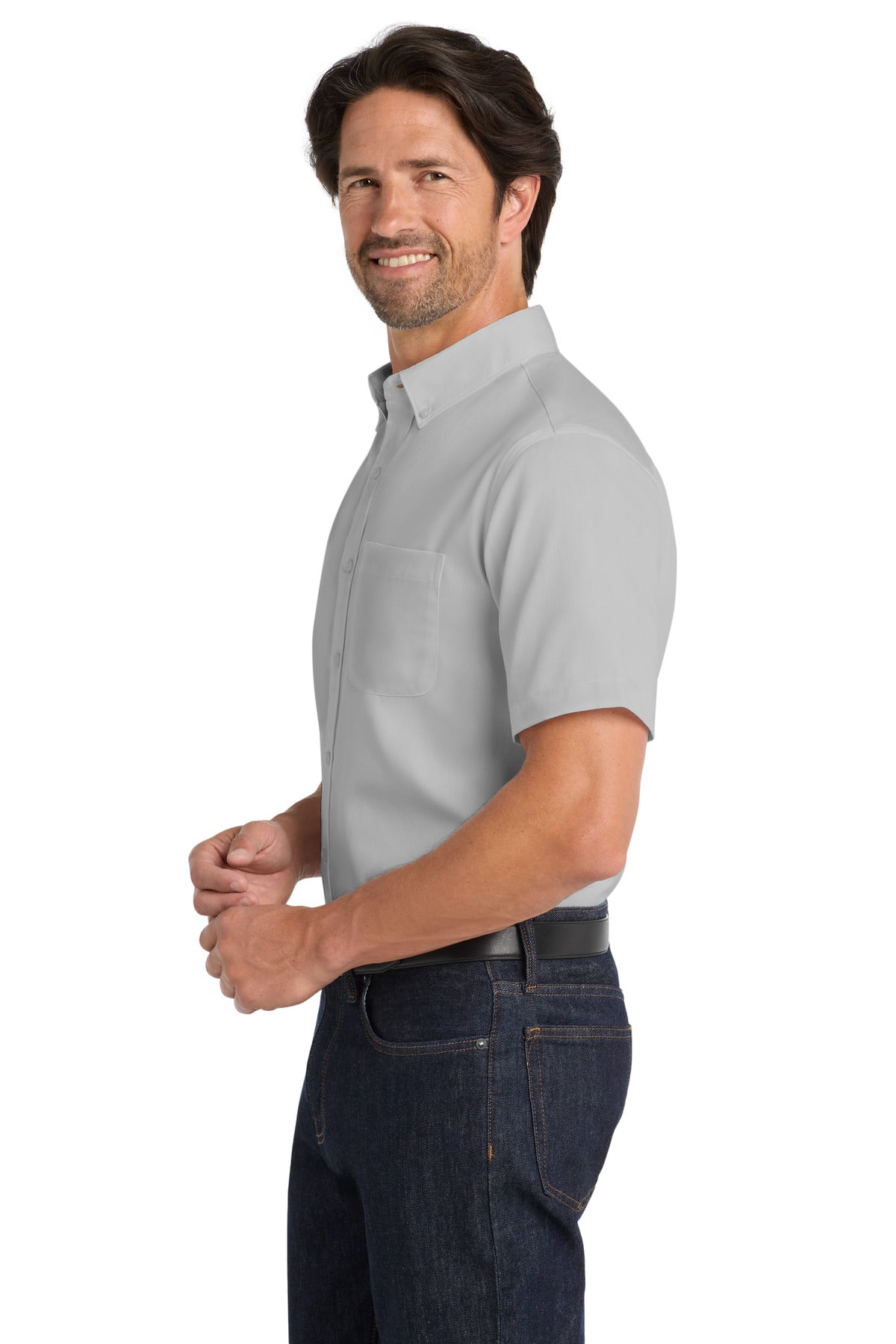 GustyGrey Port Authority Short Sleeve SuperPro React Twill Shirt. W809